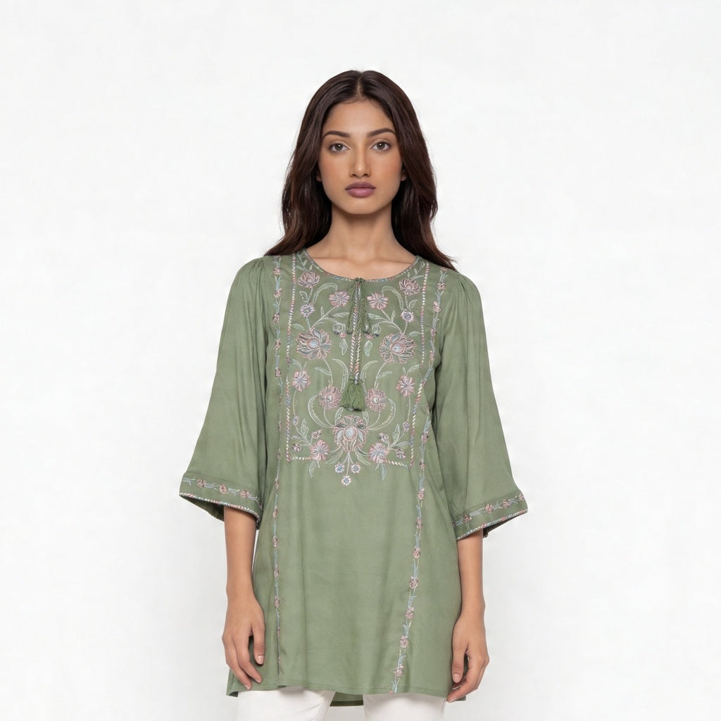 Embroidered Flared Tunic