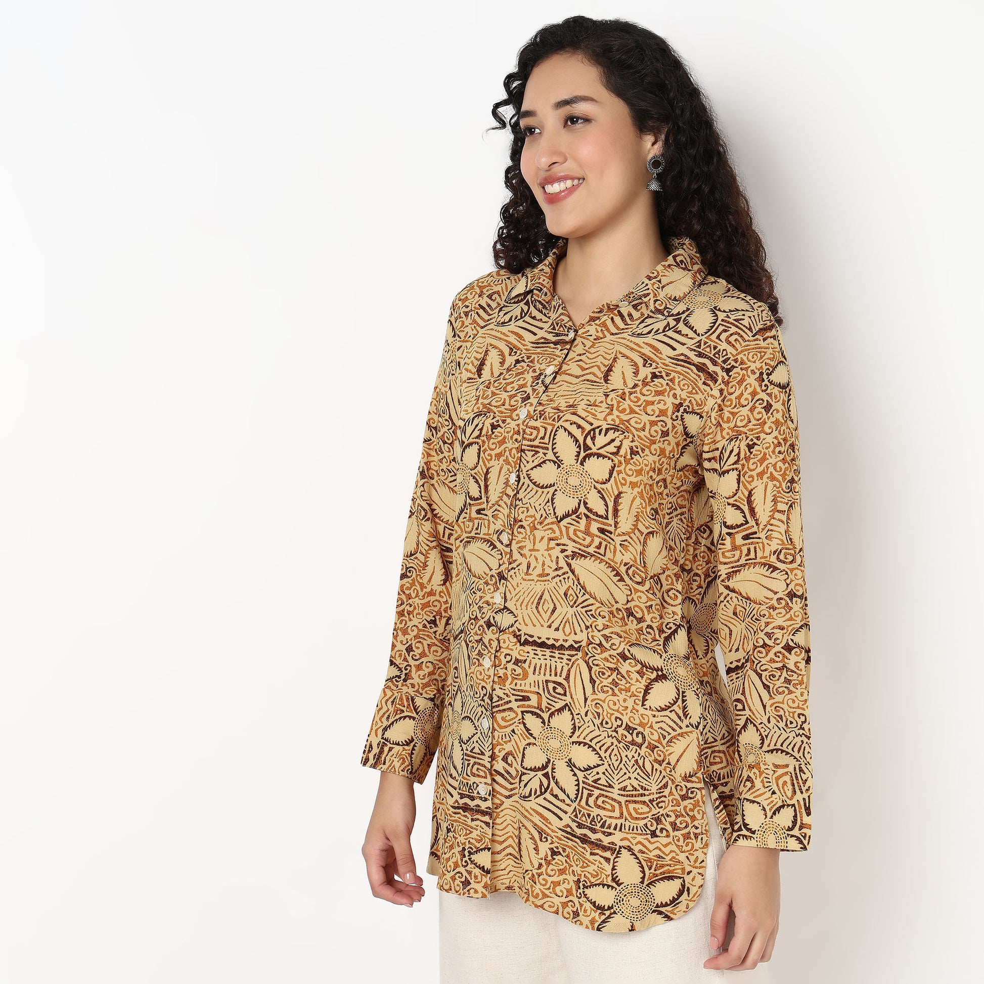 Indie Printed Shirt Tunic