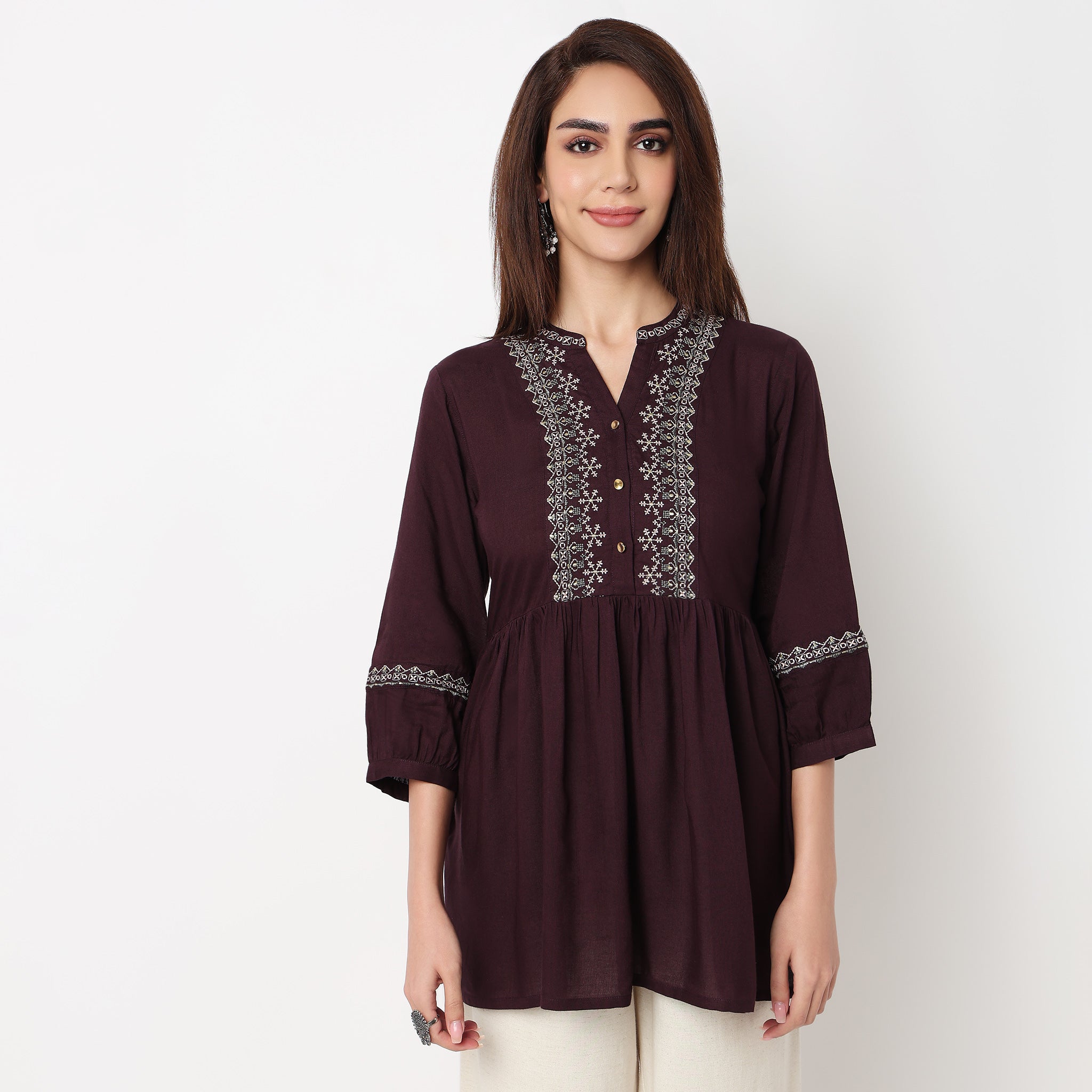 Flared Embroidered Tunic