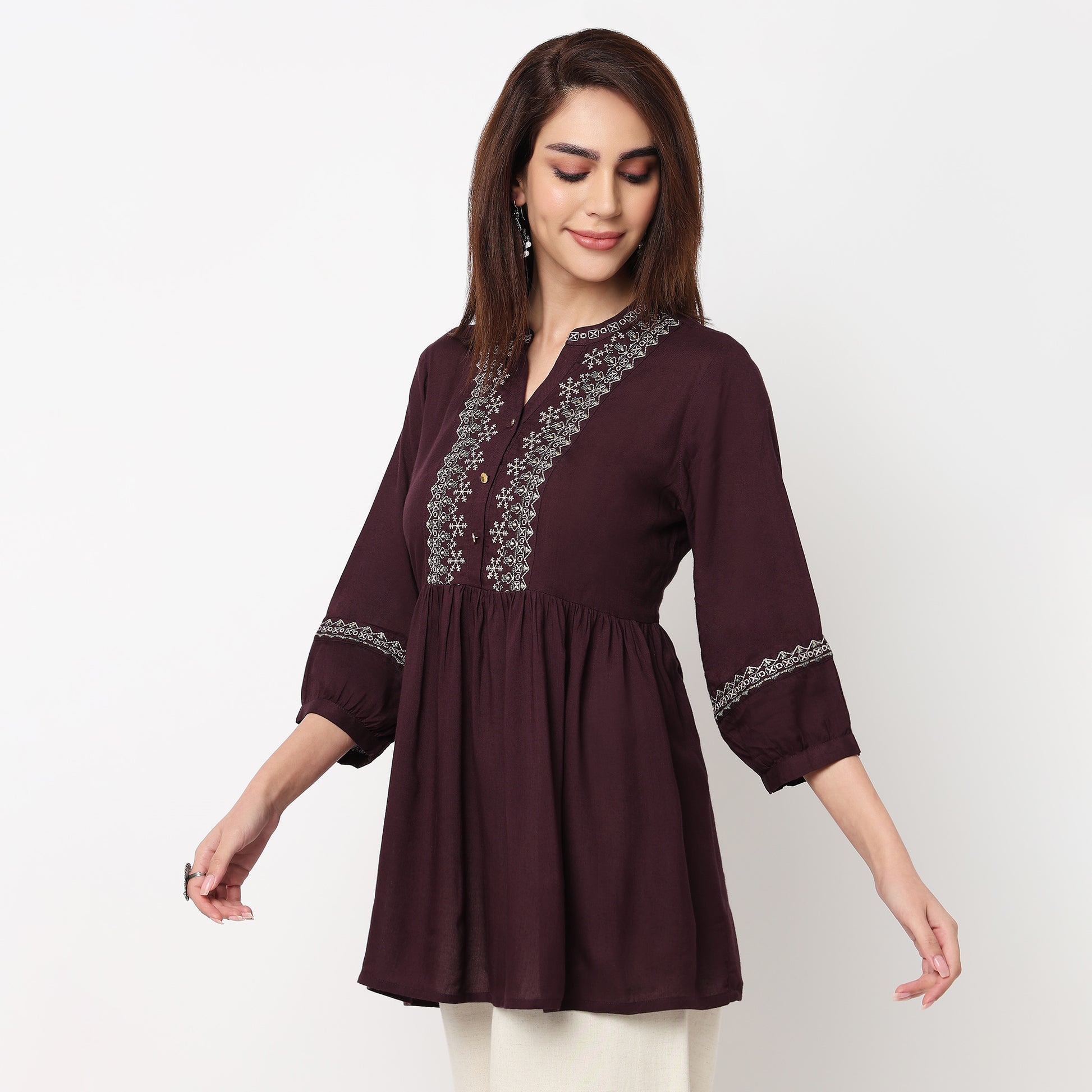 Flared Embroidered Tunic