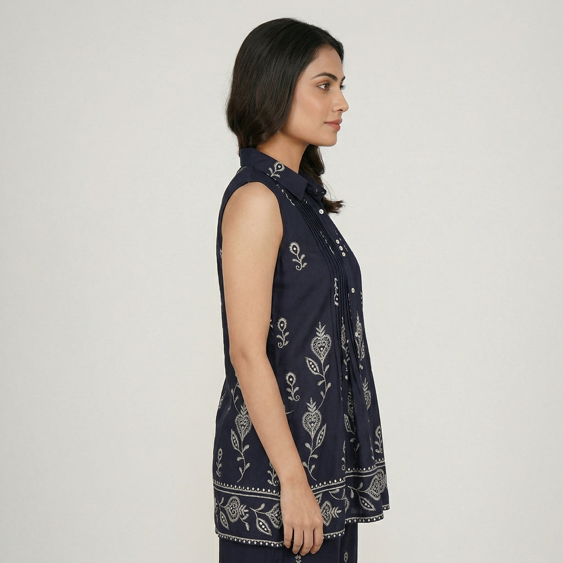 Printed Shirt Collar Tunic