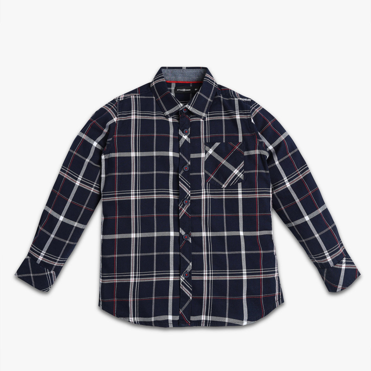 Boys Regular Fit Checkered Shirt