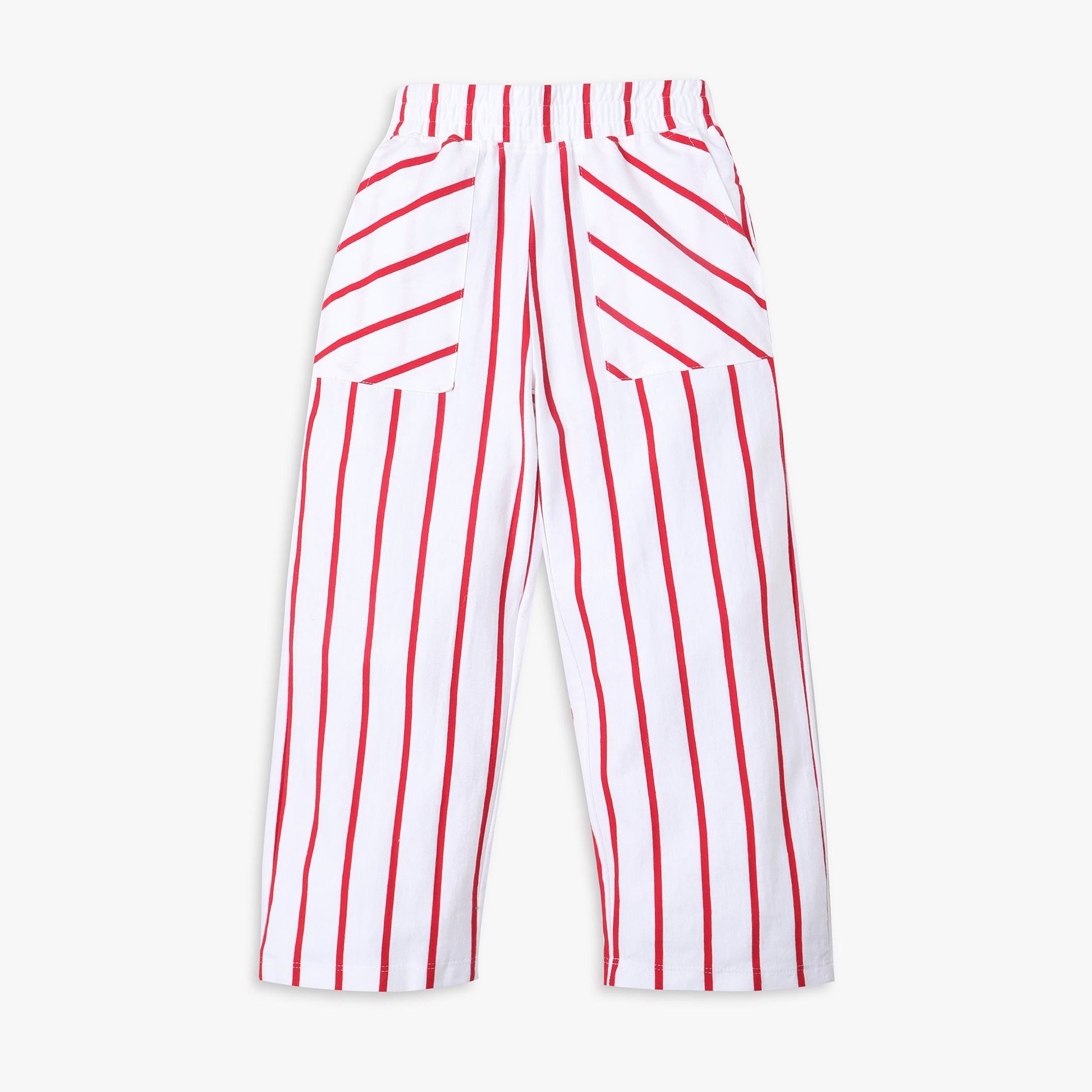 Girls Regular Fit Striped Mid Rise Pants