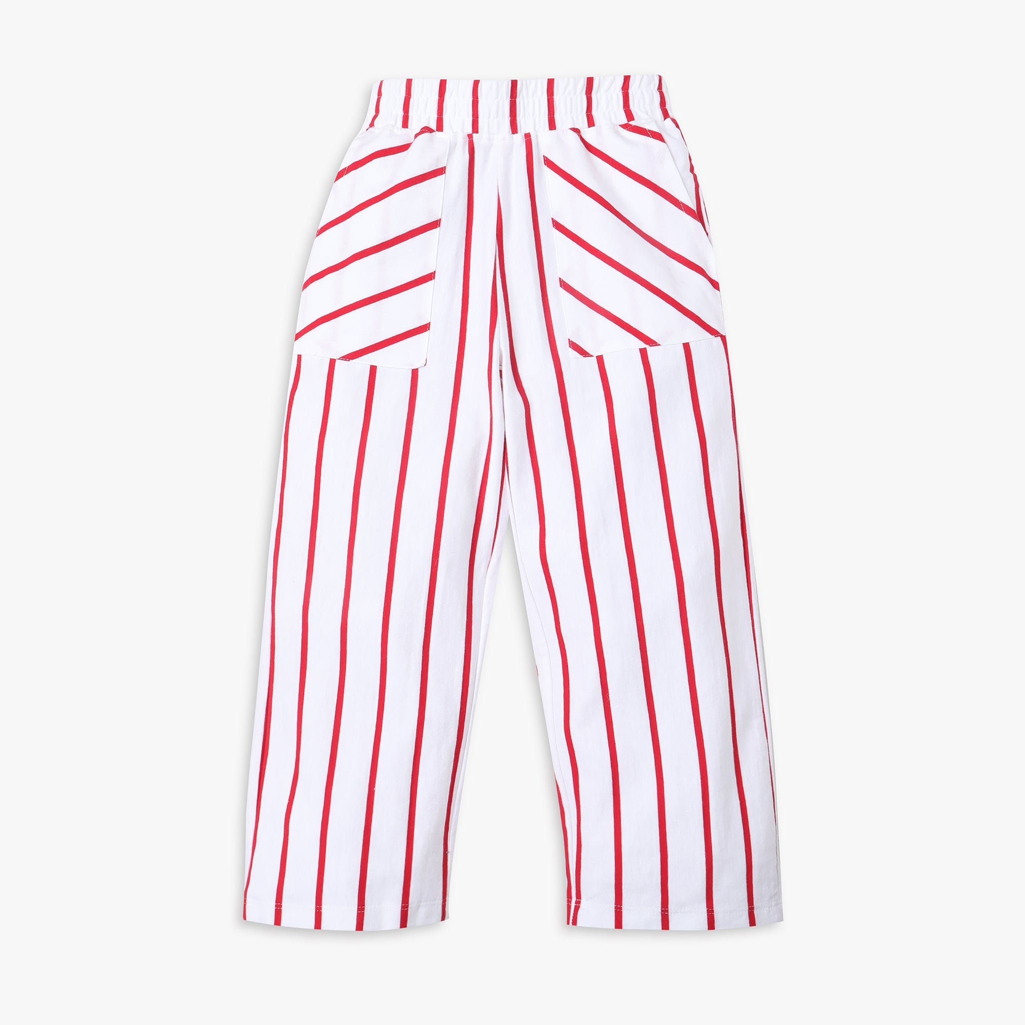 Girls Regular Fit Striped Mid Rise Pants