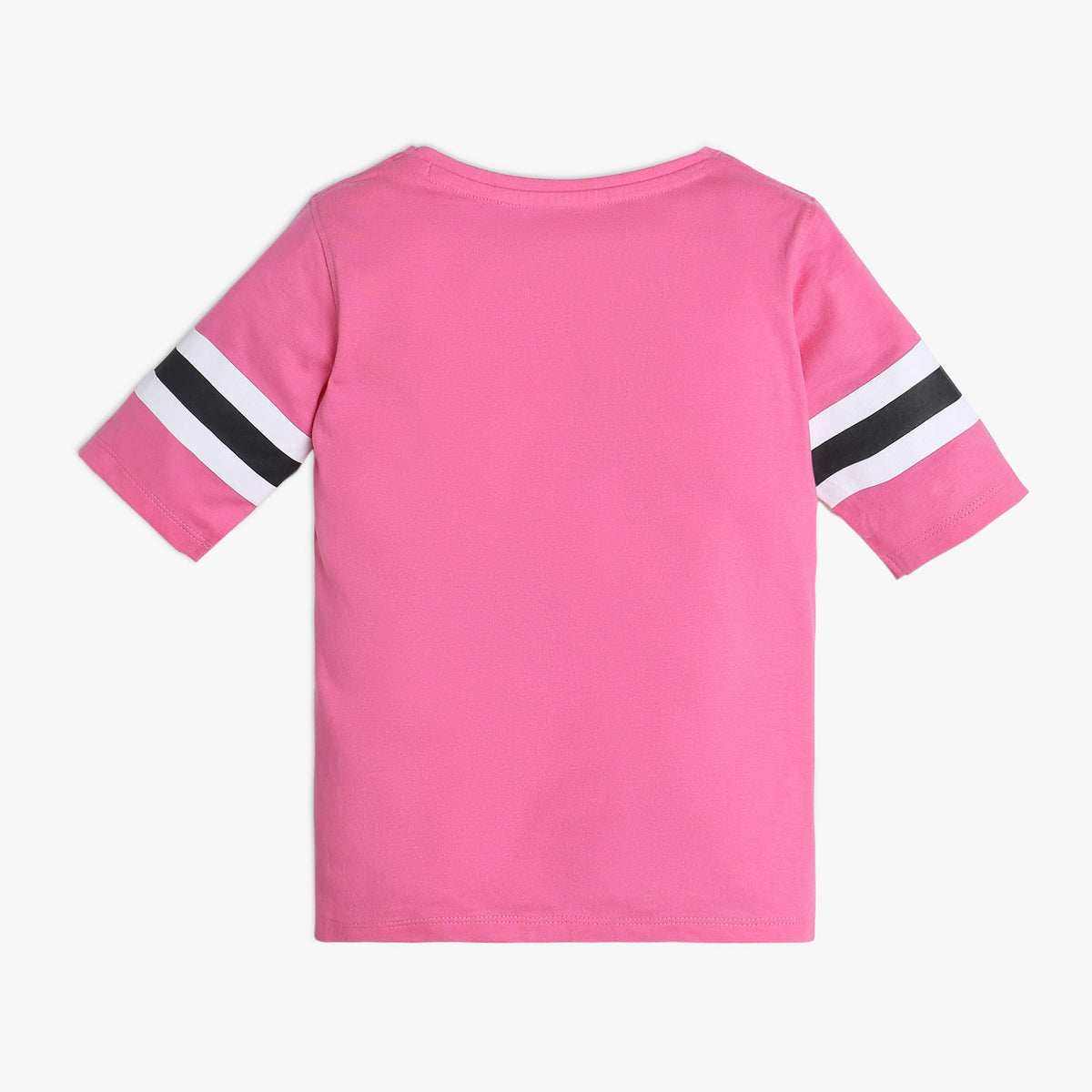 Girl Wearing Girl's Regular Fit Solid T-Shirt