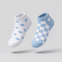 Girls Cotton Ankle Length Socks - Pack of 2