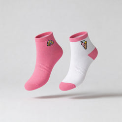 Girls Cotton Ankle Length Socks - Pack of 2