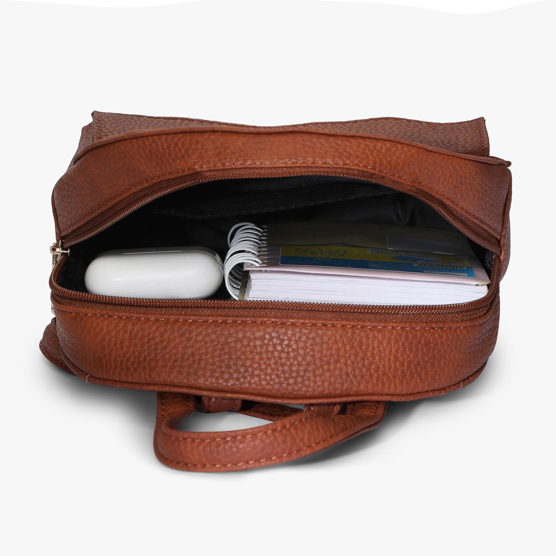 Womens Brown Solid Backpack