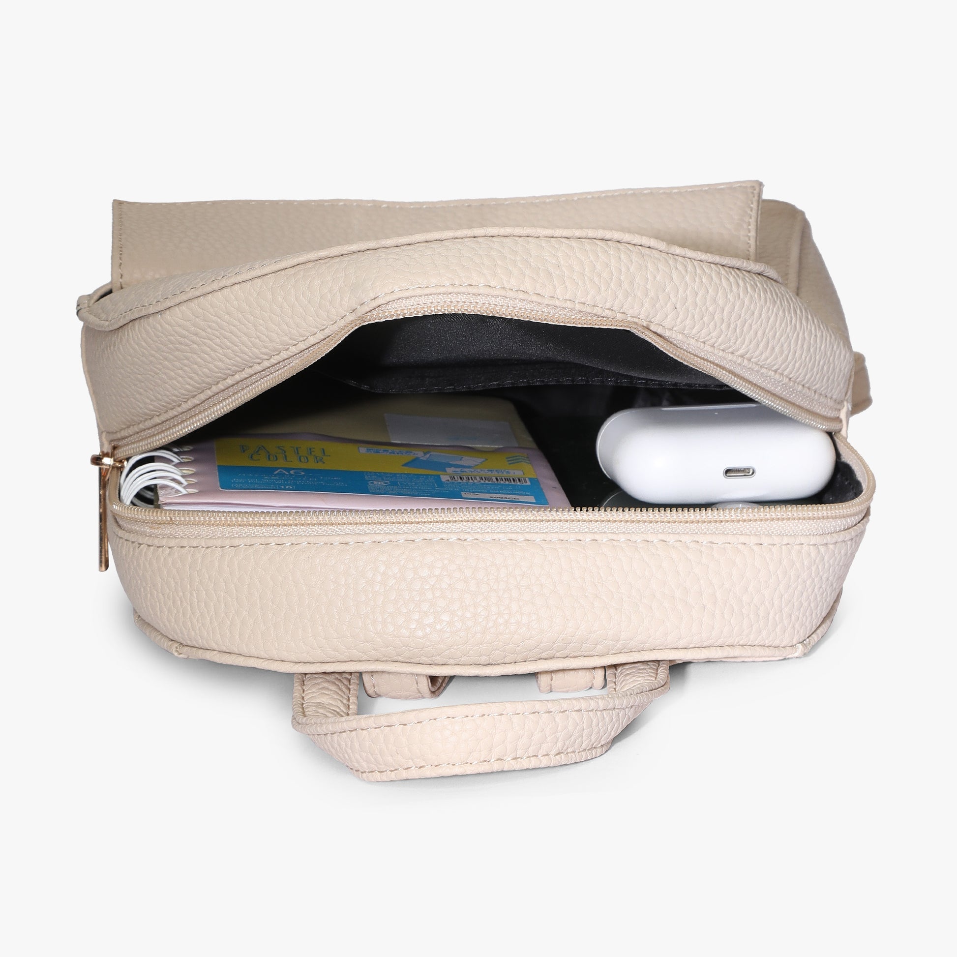 Womens Cream Solid Backpack