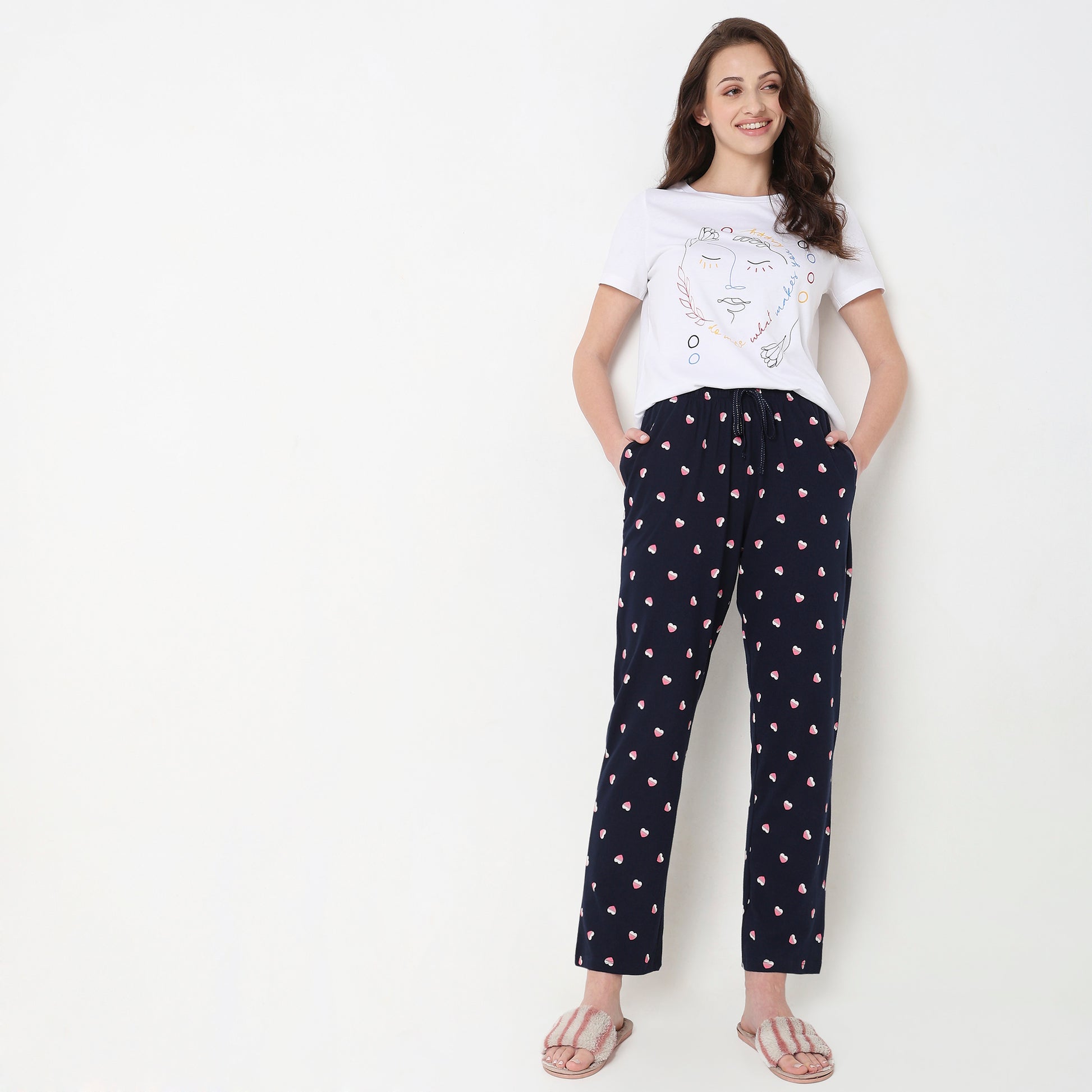 Regular Fit Printed Mid Rise Pyjamas