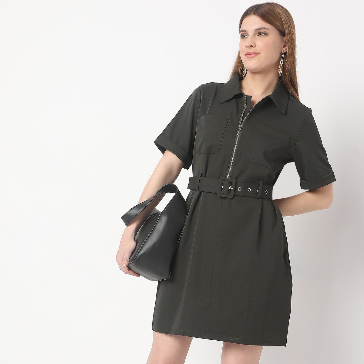 Regular Fit Solid Dress