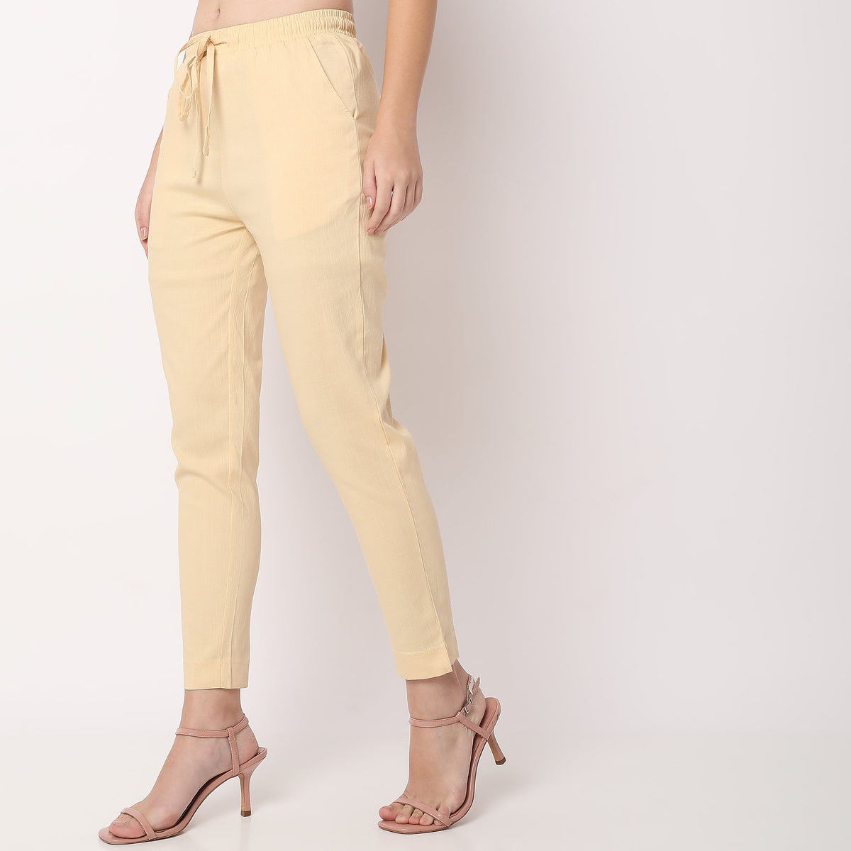 Slim Fit Solid Ethnic Pants