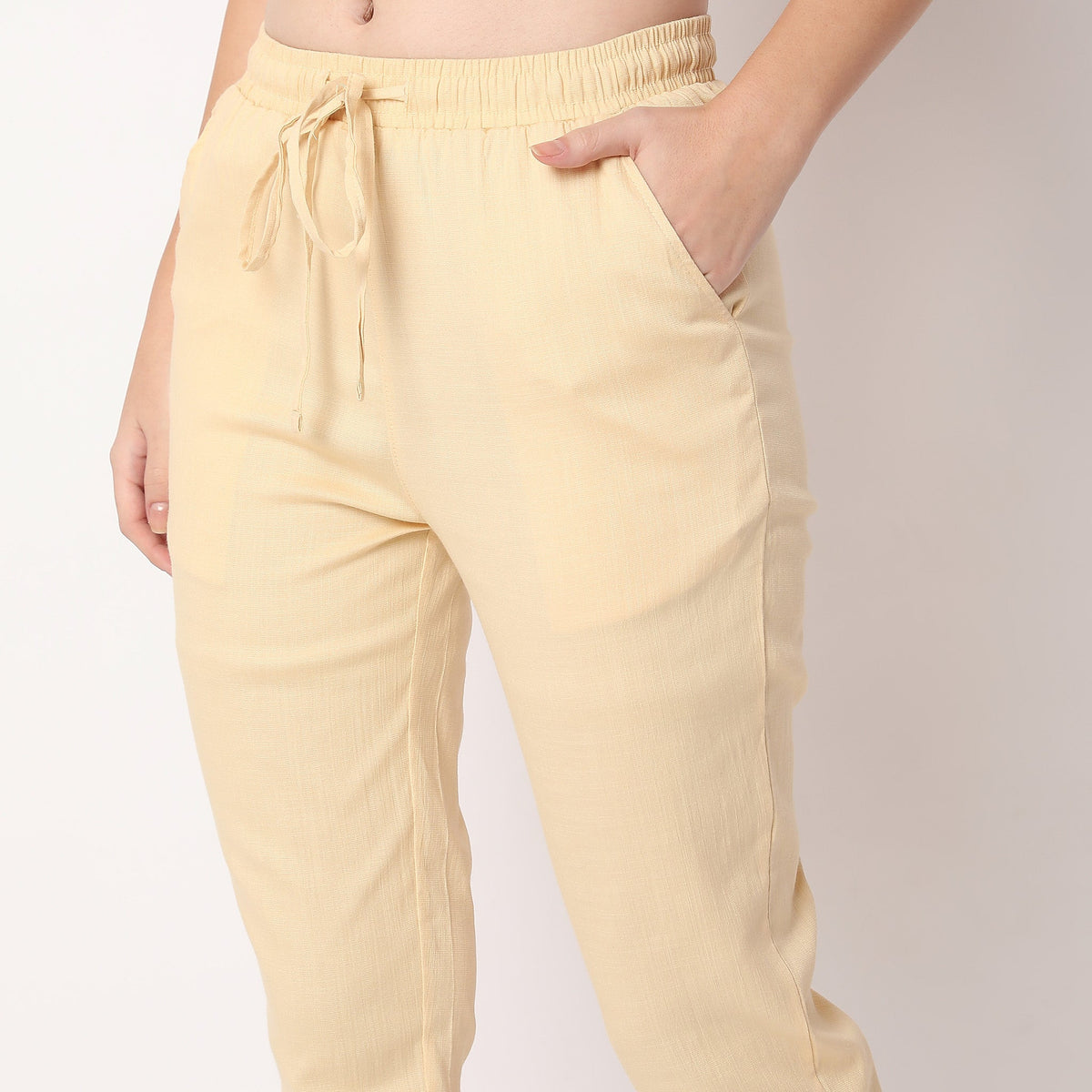 Slim Fit Solid Ethnic Pants