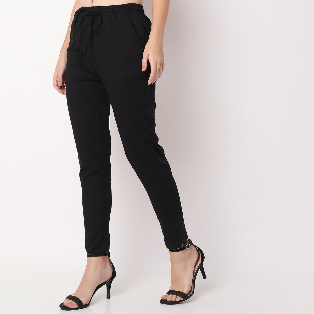 Slim Fit Solid Ethnic Pants