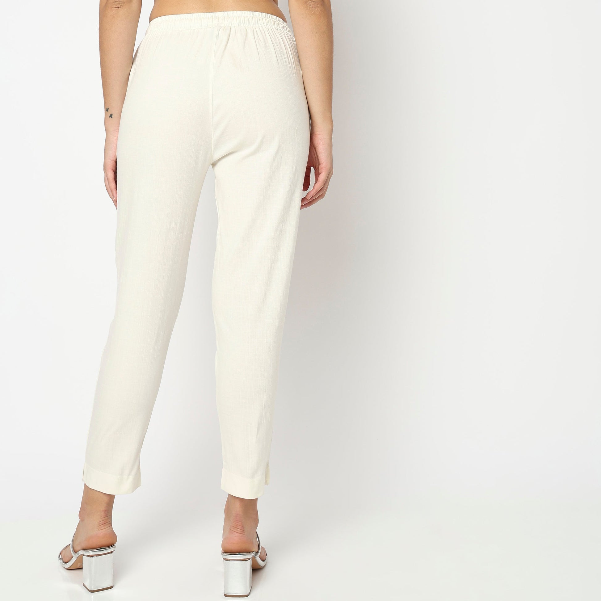 Slim Fit Solid Ethnic Pants