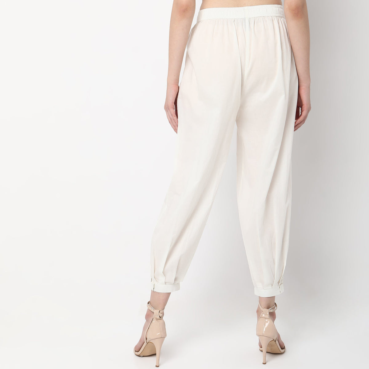 Relaxed Fit Solid High Rise Ethnic Pants