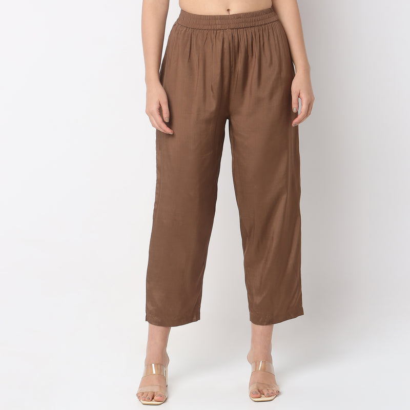 Straight Fit Mid Rise Pants