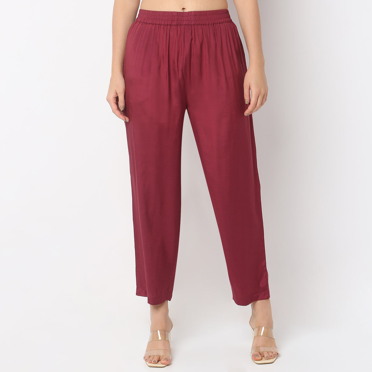 Straight Fit Mid Rise Pants