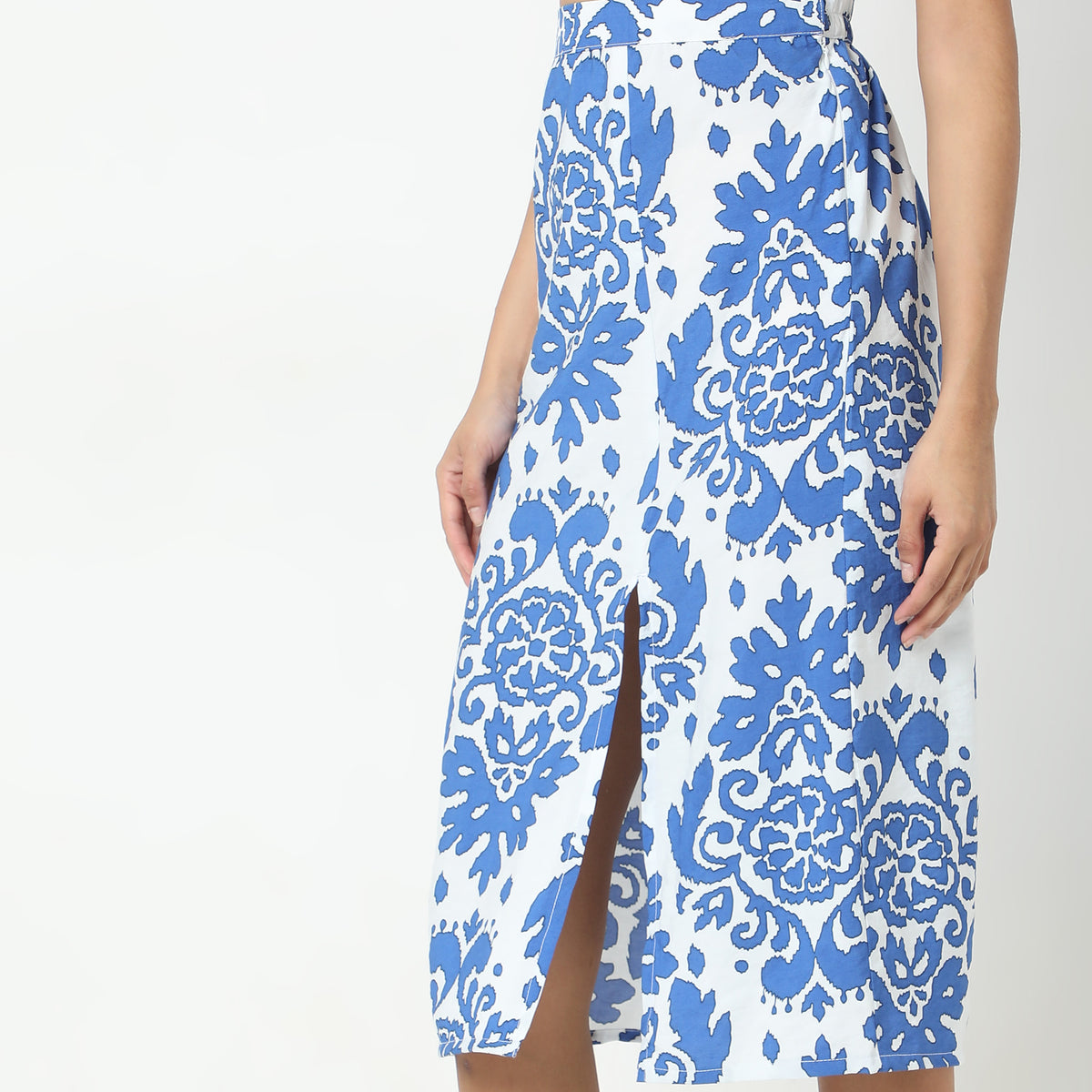 Straight Fit Printed Mid Rise Skirts