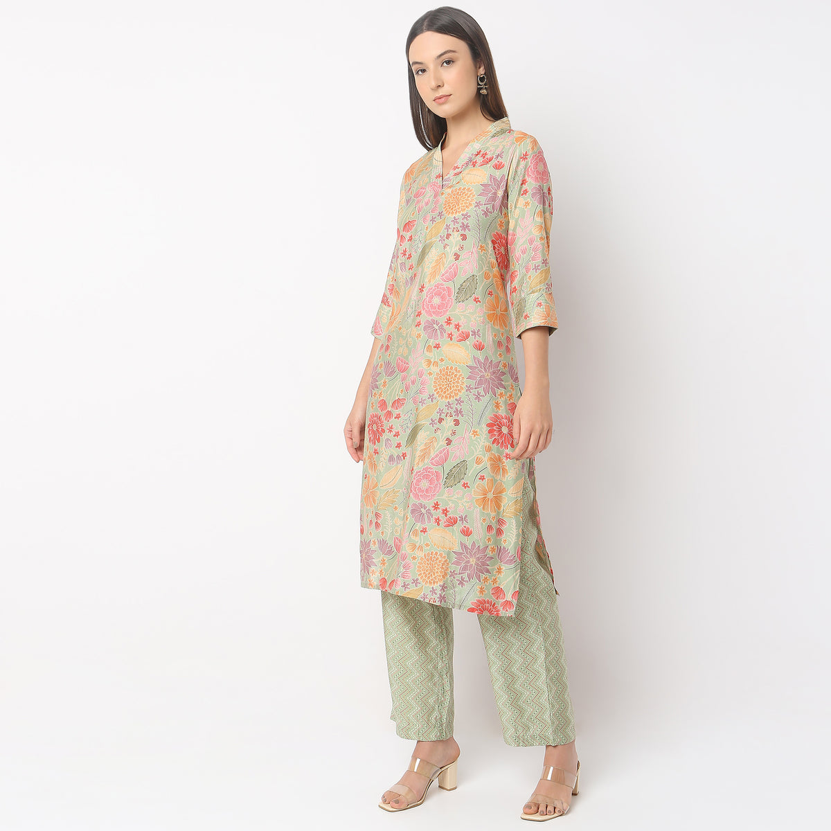 Regular Fit Printed Kurta with Pant Set