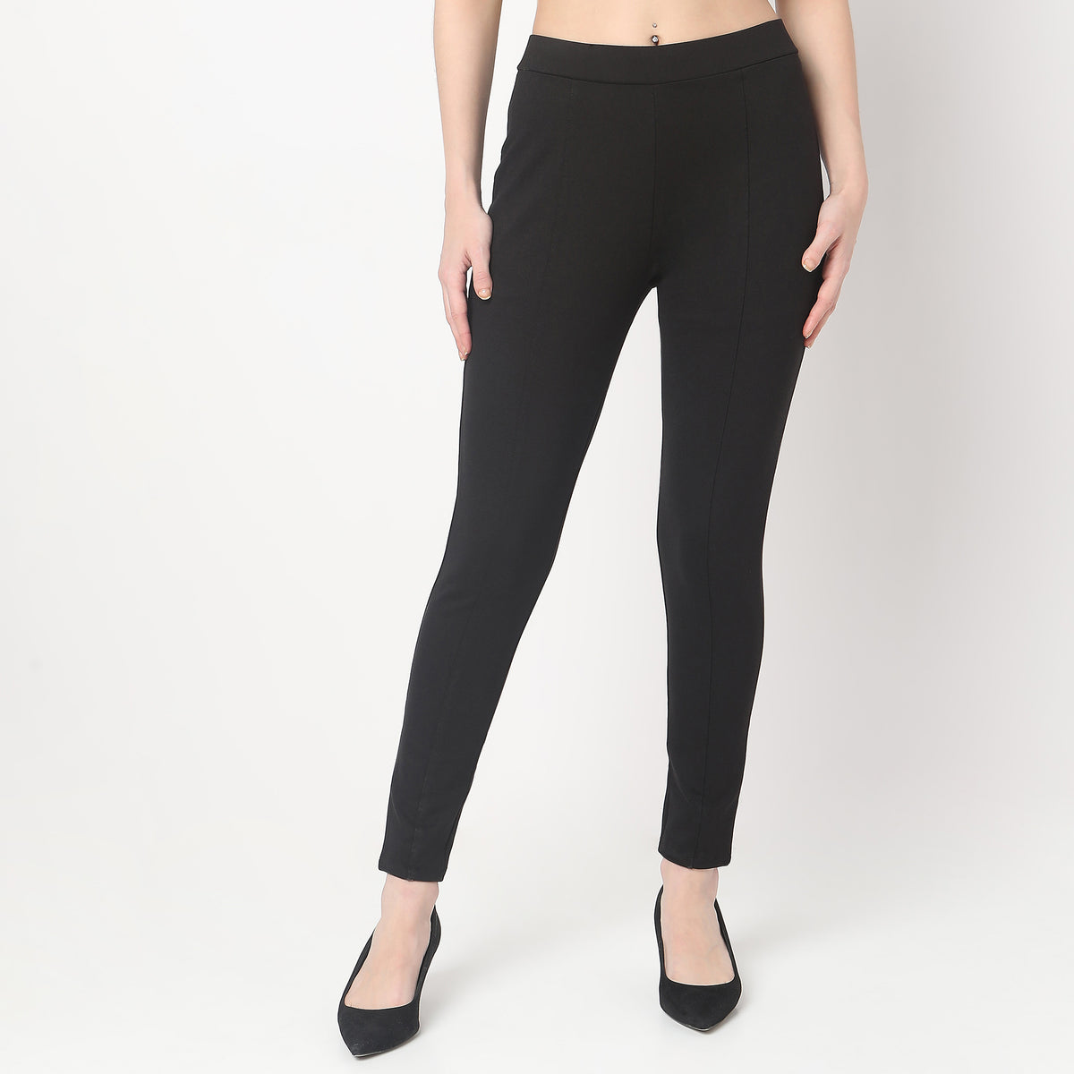 Skinny Fit Solid High Rise Jeggings