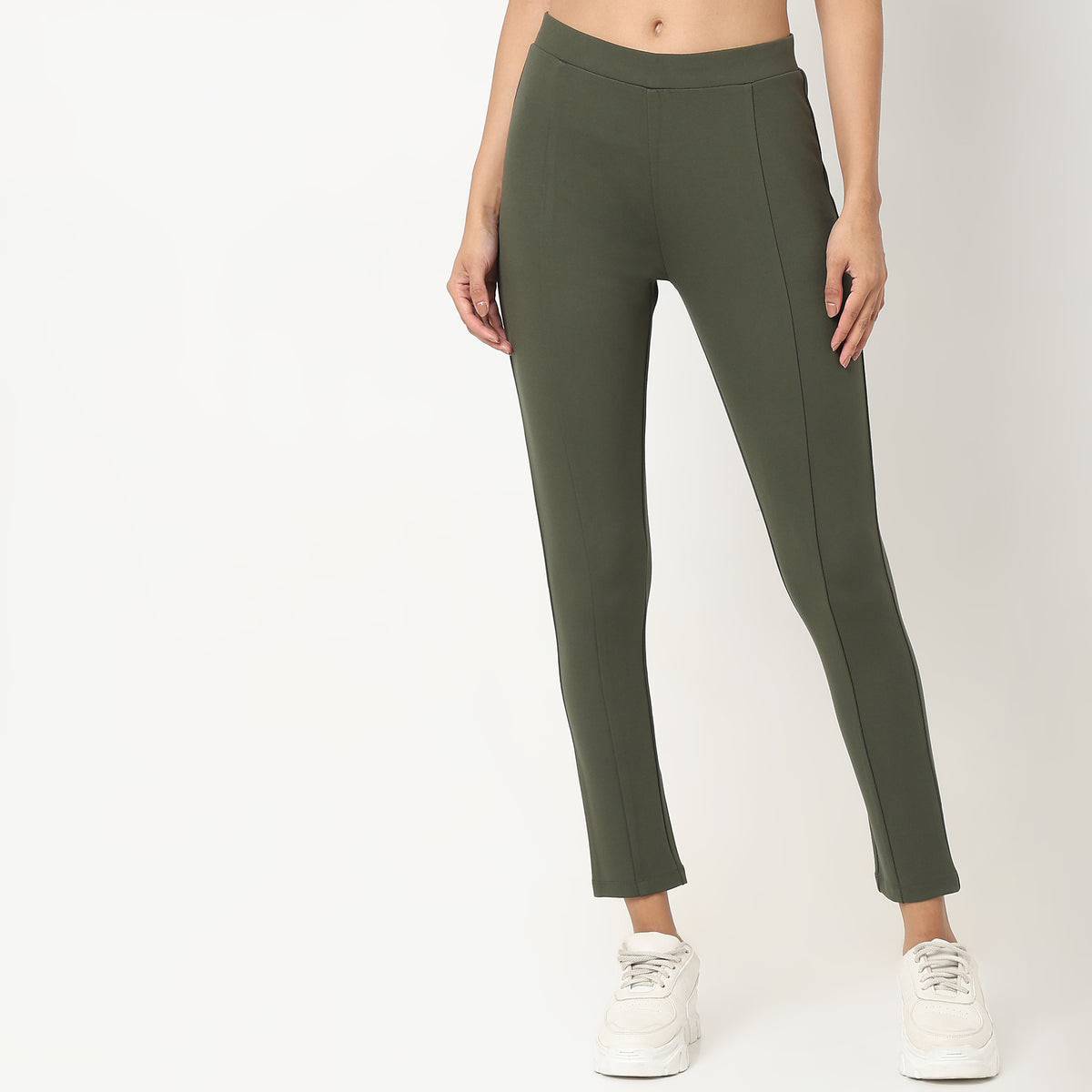 Slim Fit Solid High Rise Jeggings