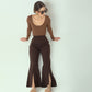 Flare Fit Solid Mid Rise Palazzos