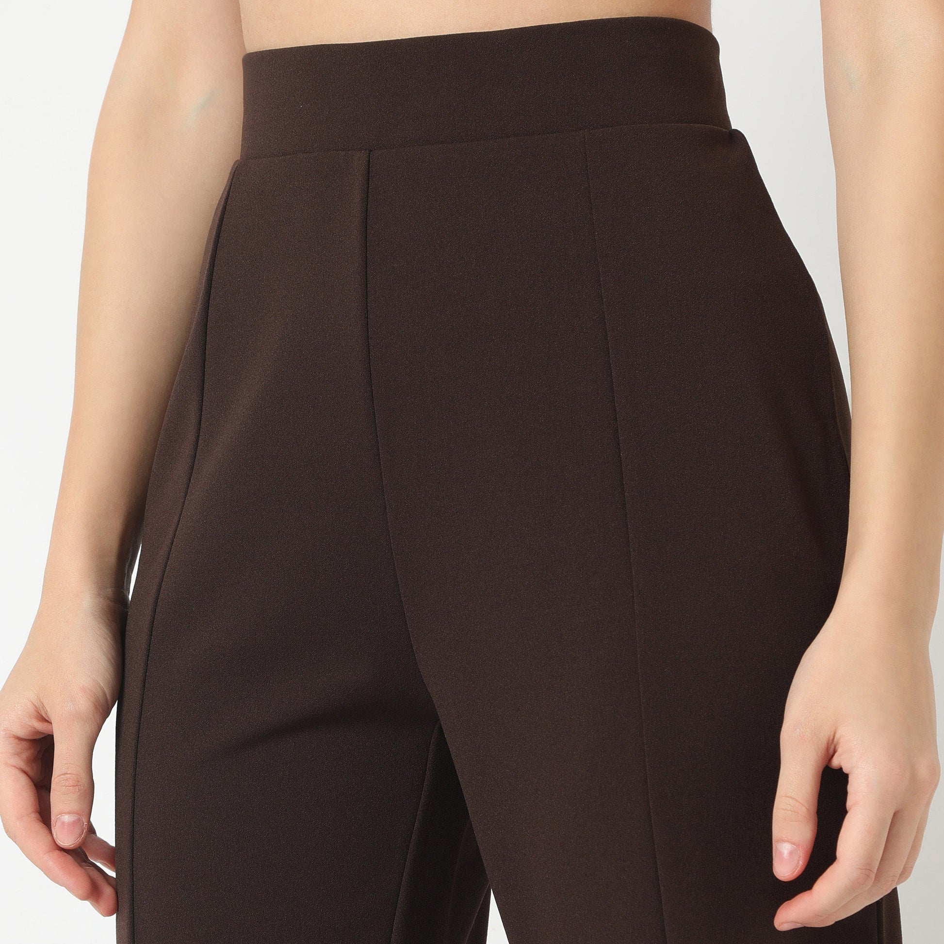 Flare Fit Solid Mid Rise Palazzos