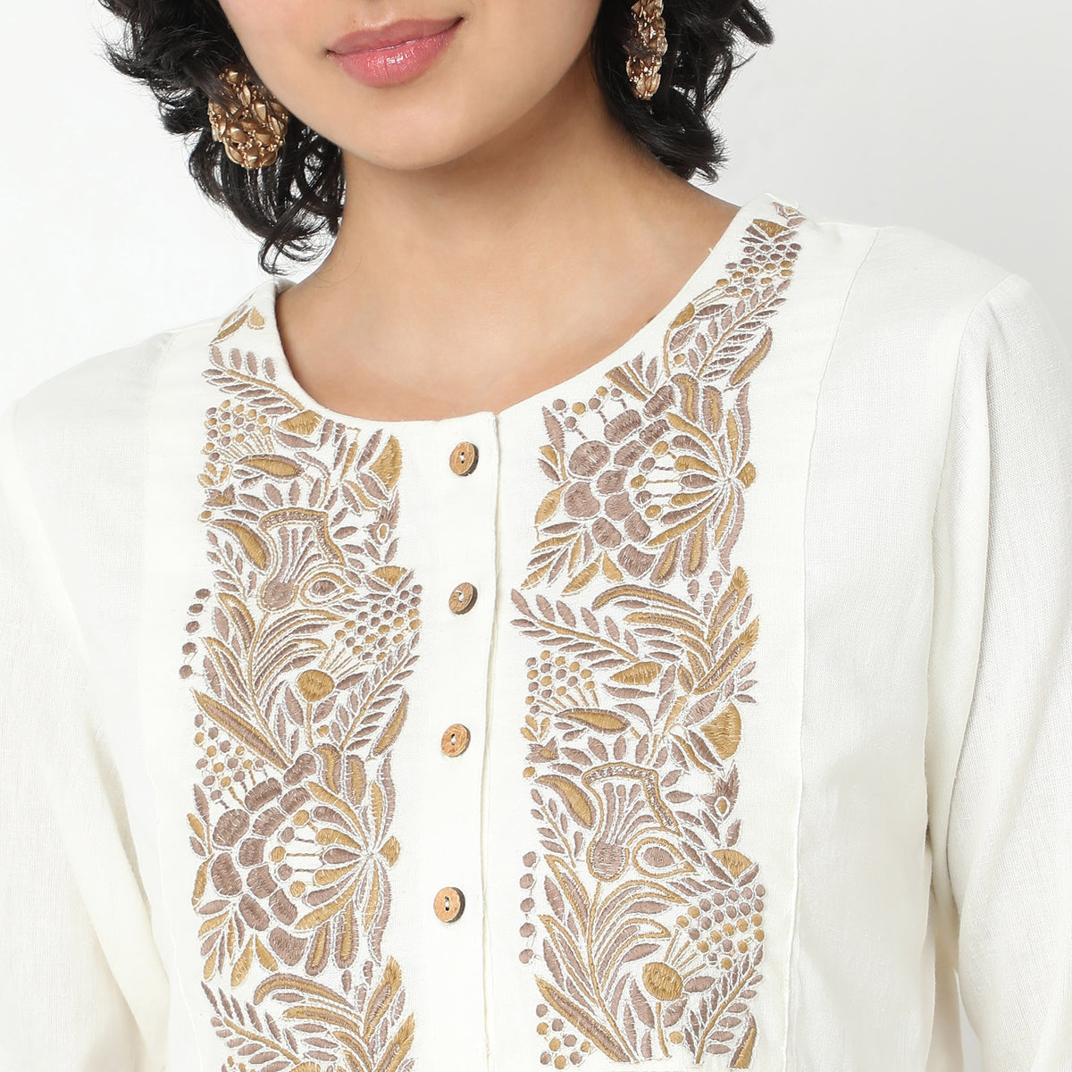 Regular Fit Embroidered Top with Pant Set