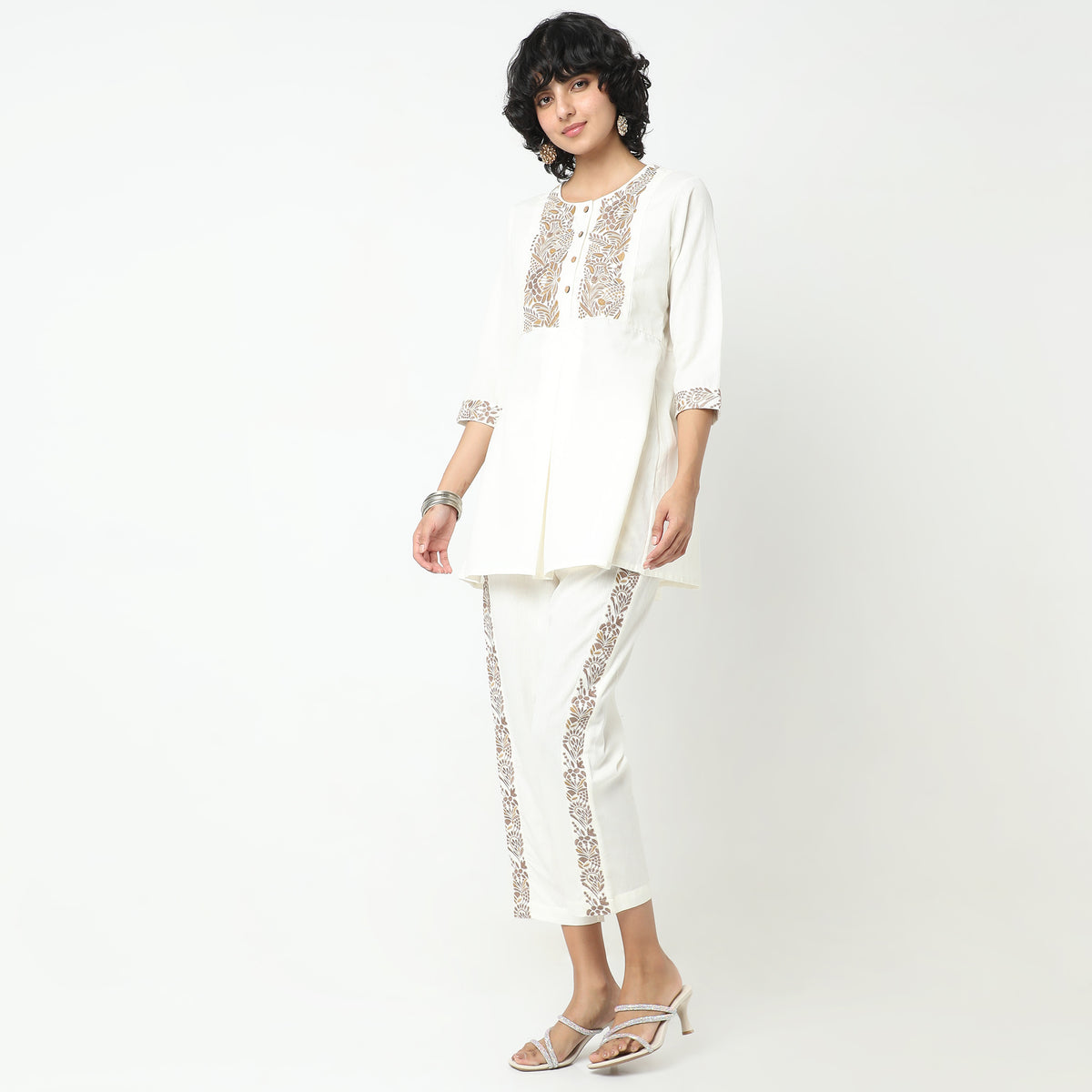 Regular Fit Embroidered Top with Pant Set