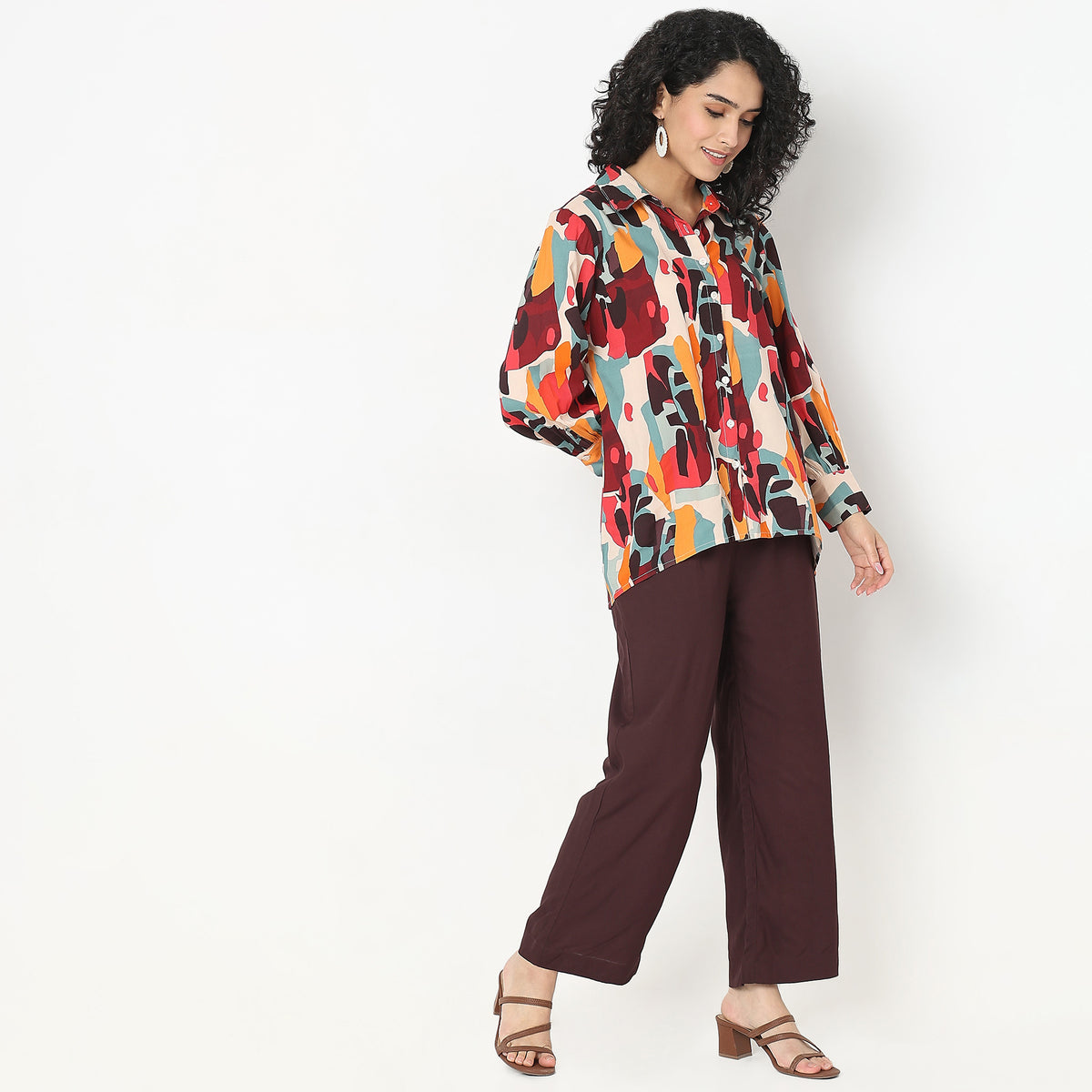 Flare Fit Printed Top with Palazzo Set