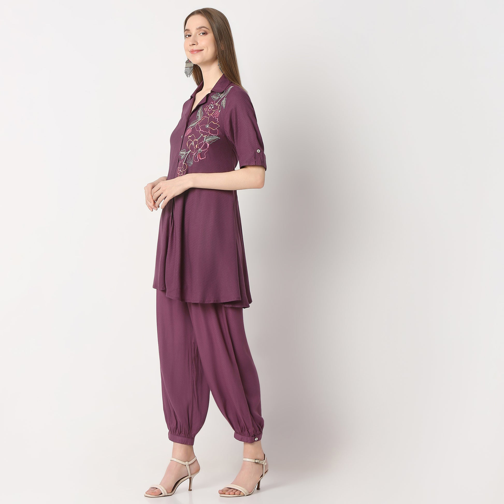 Regular Fit Embroidered Kurta with Pant Set