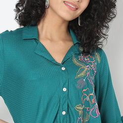 Regular Fit Embroidered Kurta with Pant Set