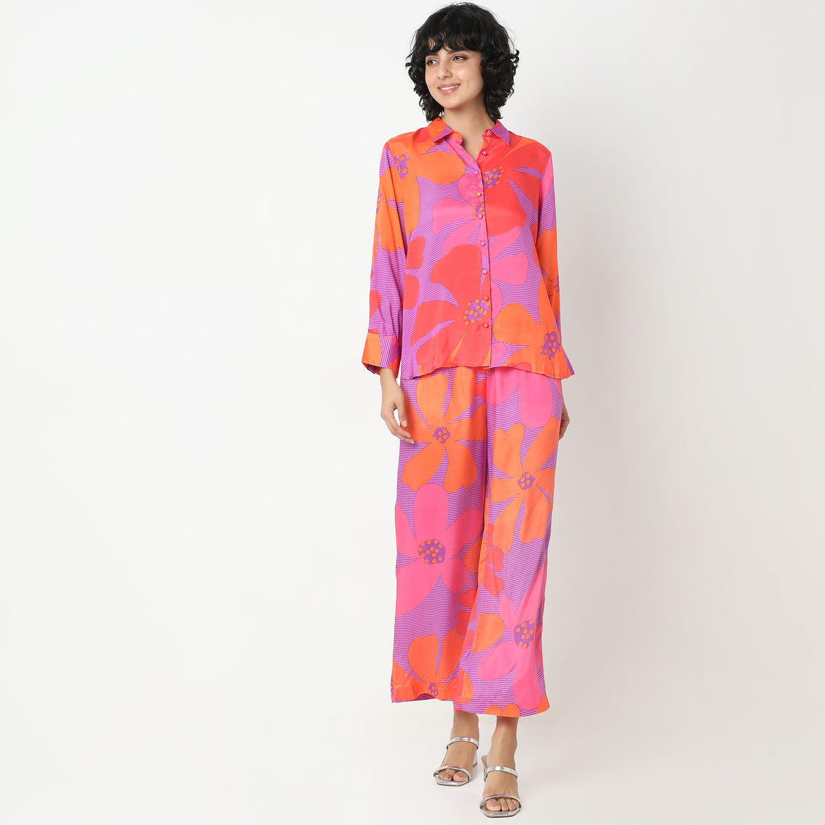 Straight Fit Printed Tunic Shirt with Pant Set