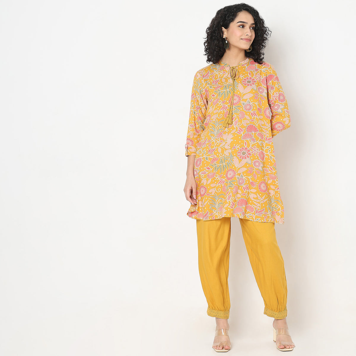 Regular Fit Floral Kurta with Pant Set