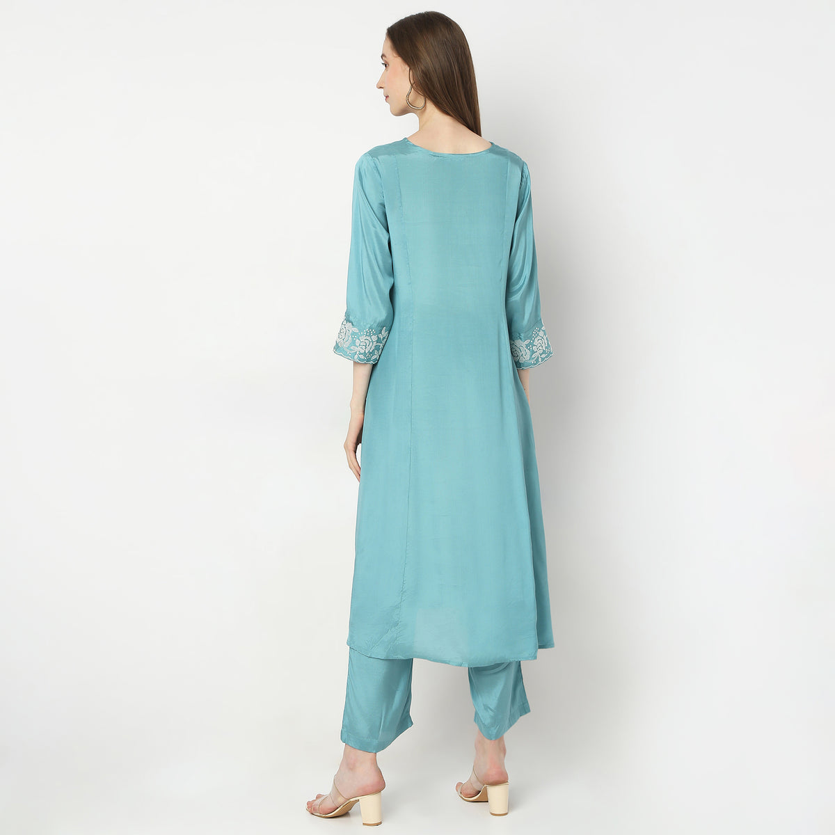 Flare Fit Embroidered Kurta with Pant Set