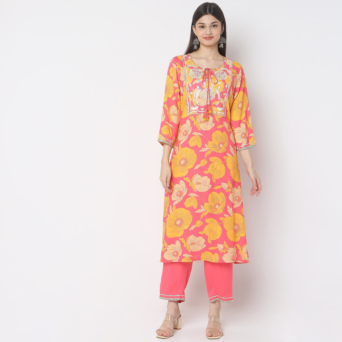 Regular Fit Printed Kurta with Pant & Dupatta Set