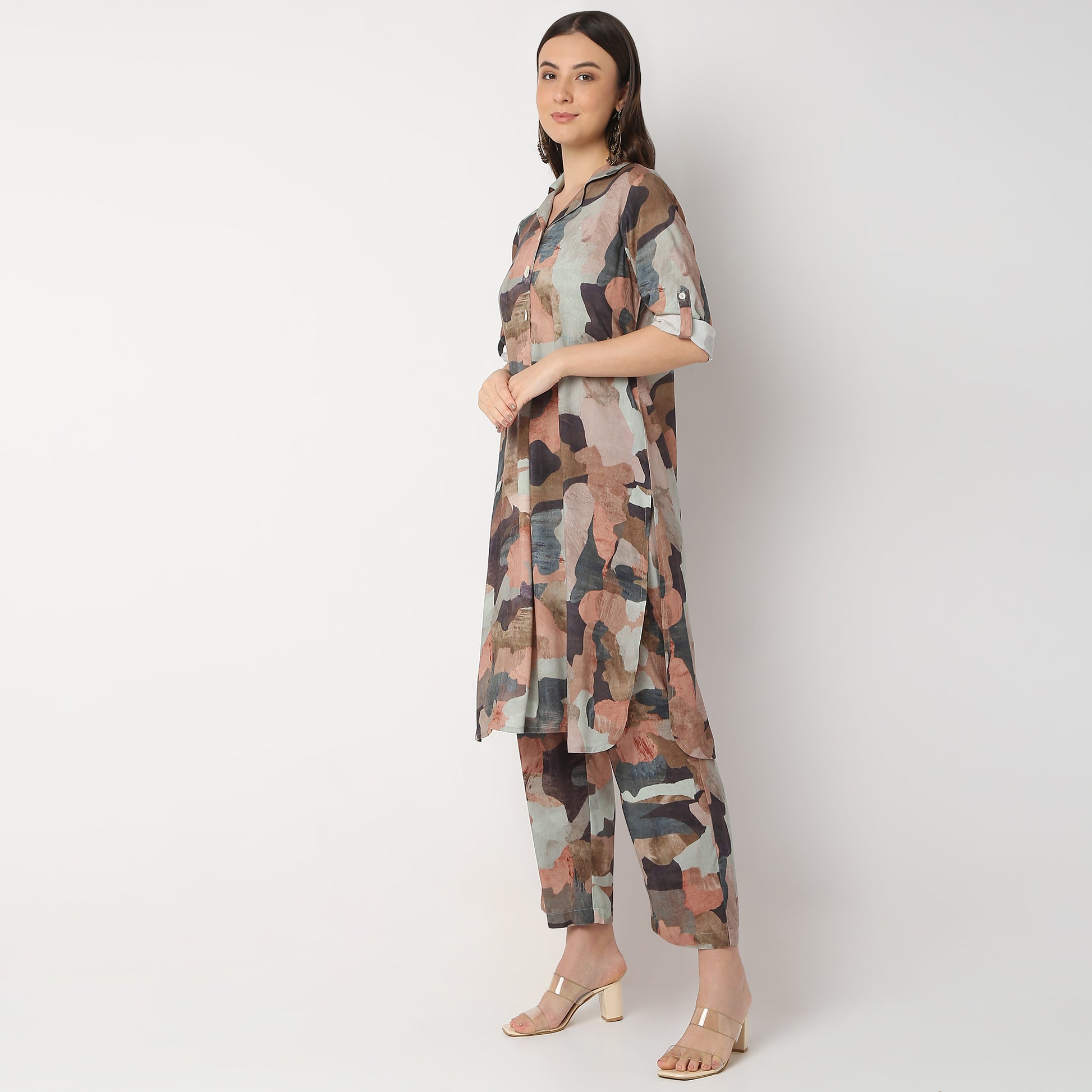 Flare Fit Printed Kurta with Pant Set