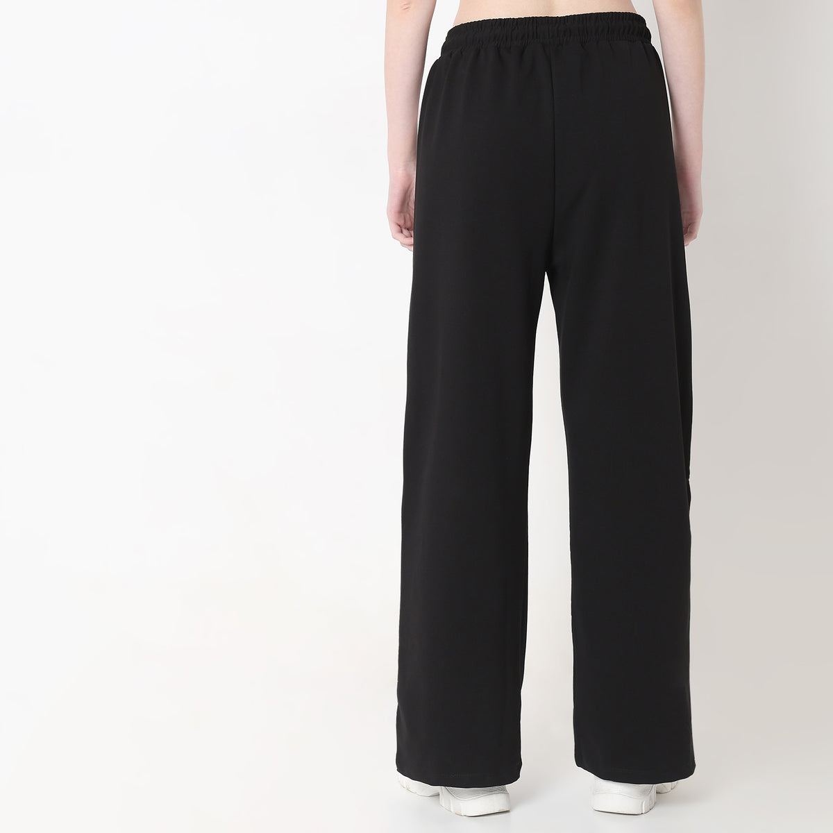 Regular Fit Solid High Rise Trackpants