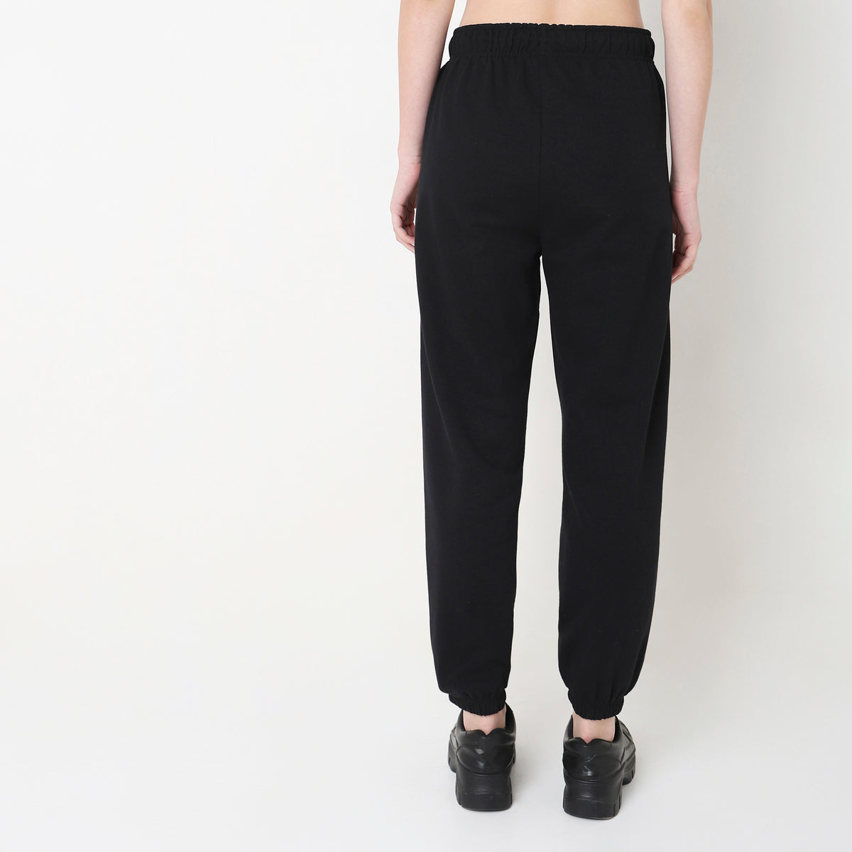 Regular Fit Solid High Rise Joggers