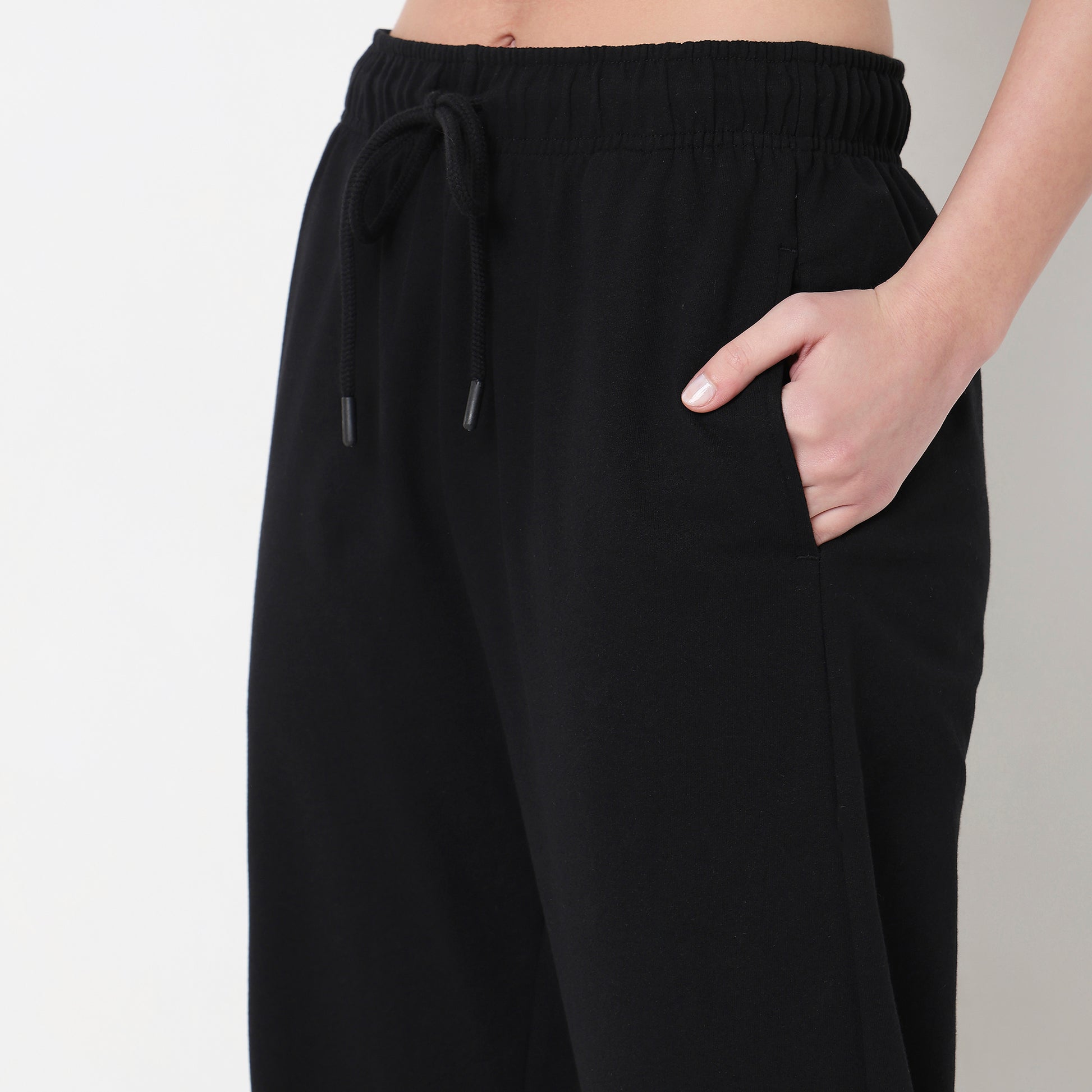 Regular Fit Solid High Rise Joggers