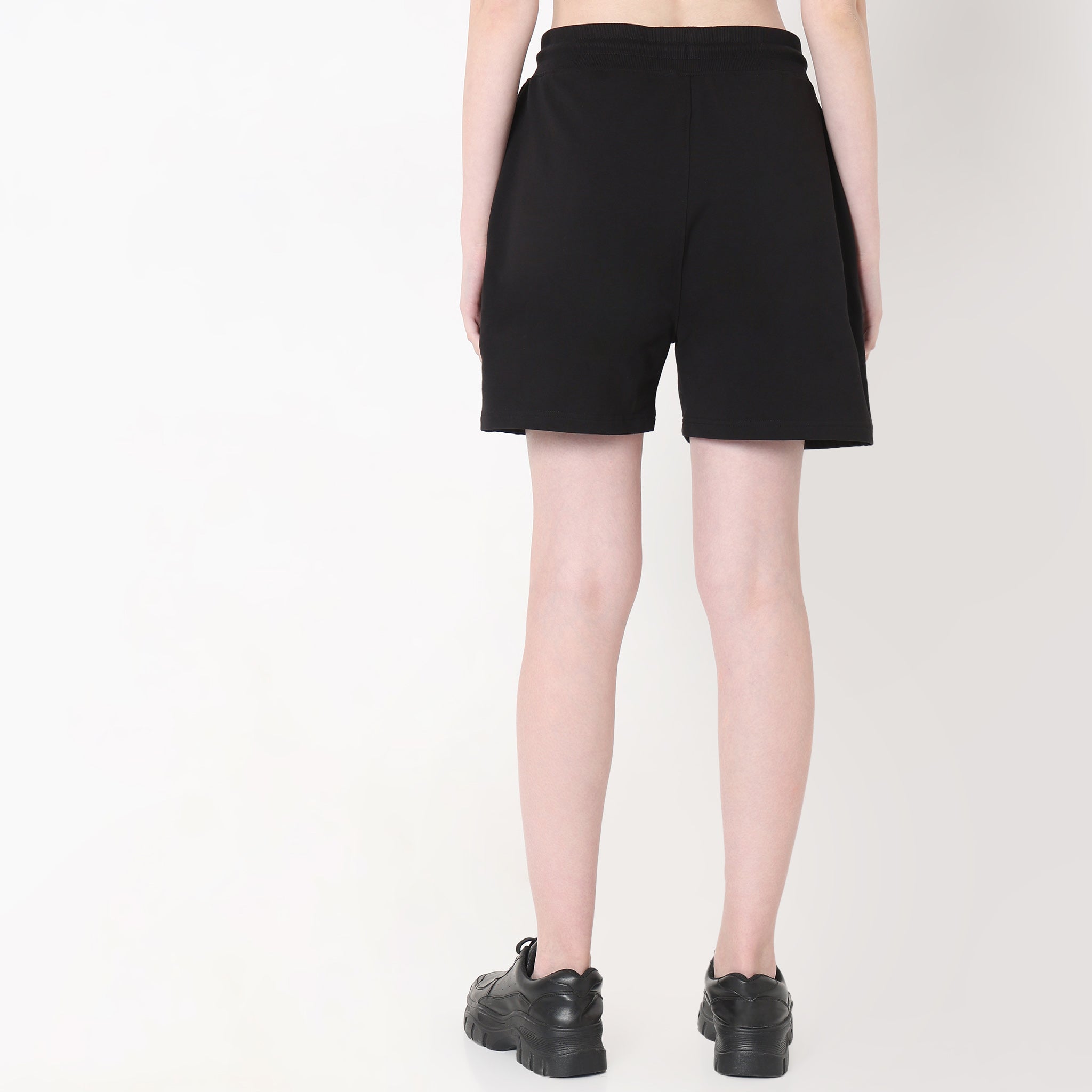 Regular Fit Solid High Rise Shorts