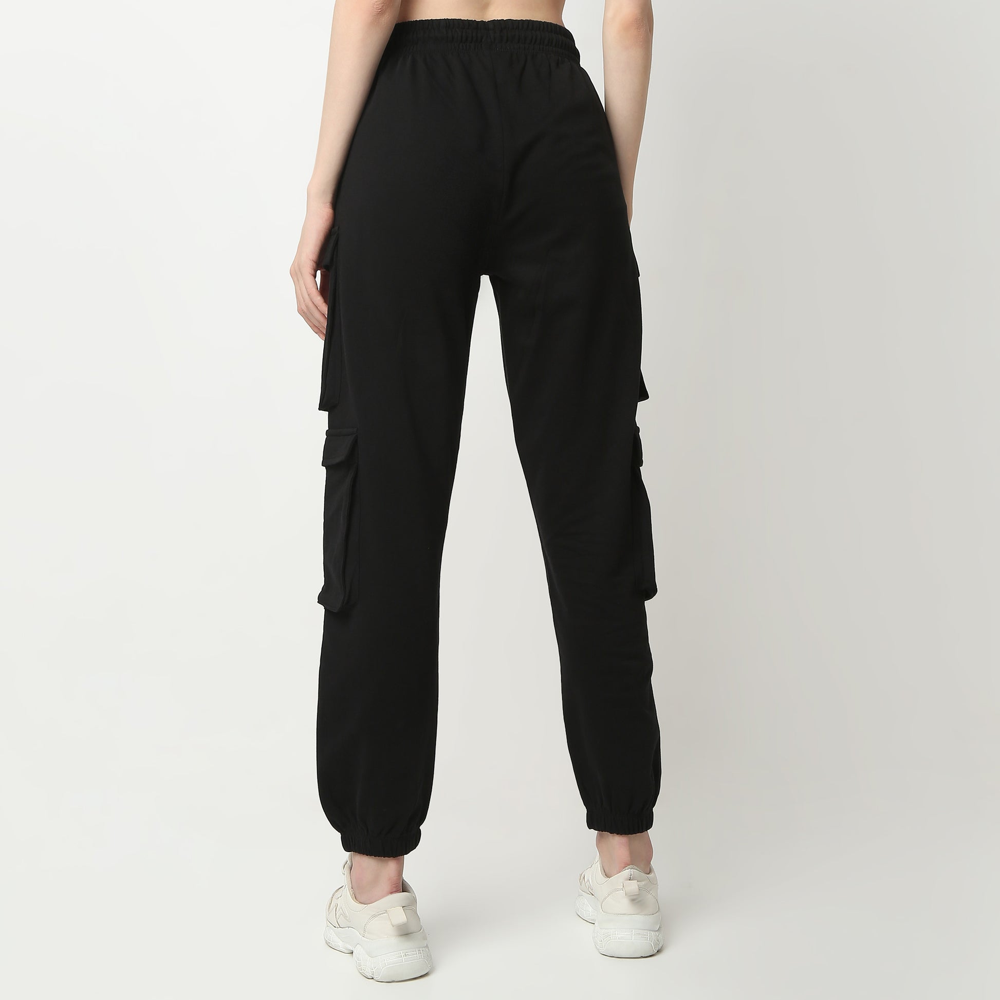 Regular Fit Solid Mid Rise Joggers