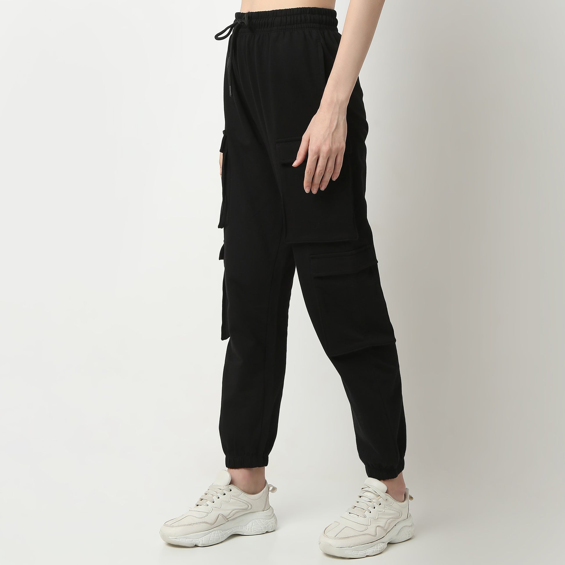 Regular Fit Solid Mid Rise Joggers