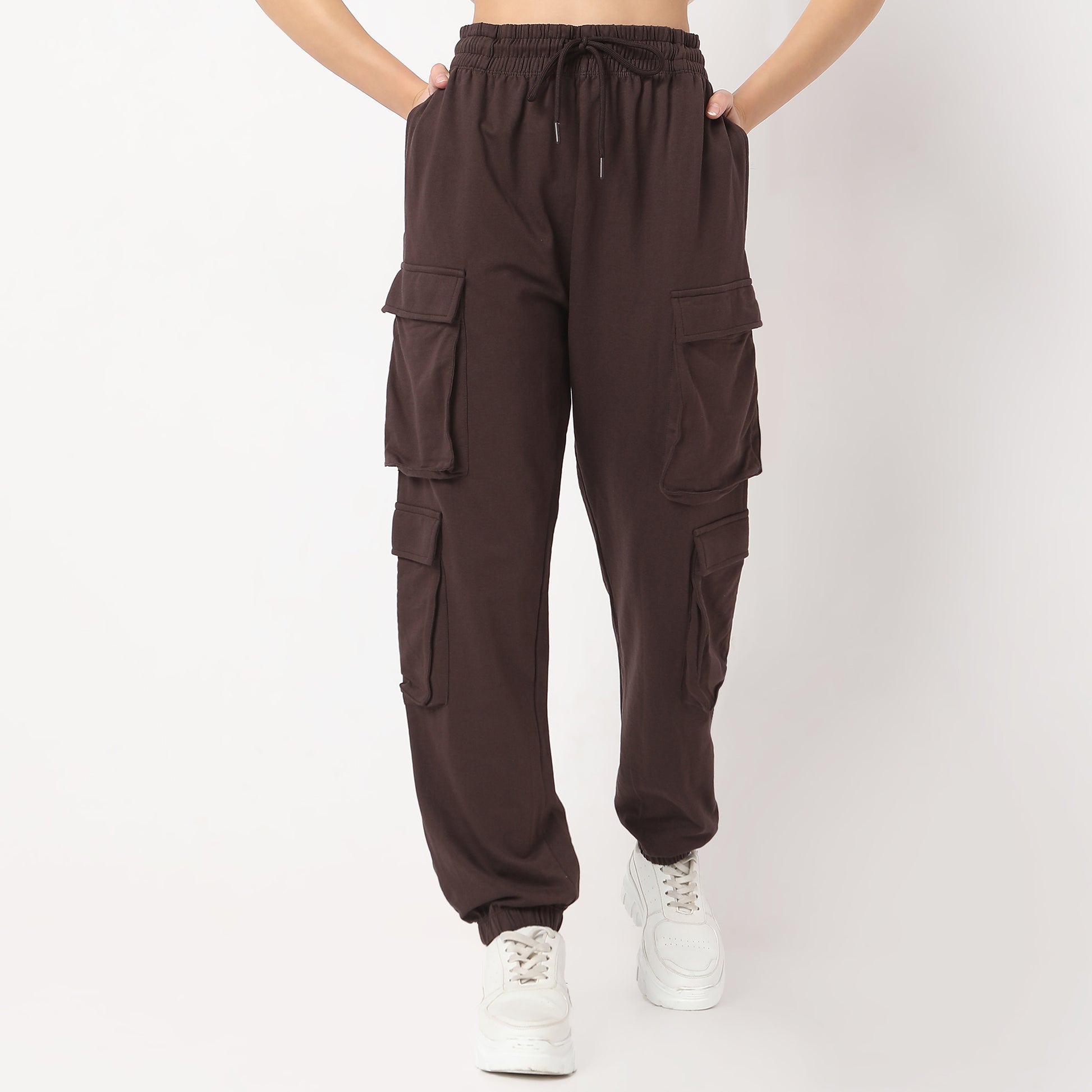Regular Fit Solid Mid Rise Joggers