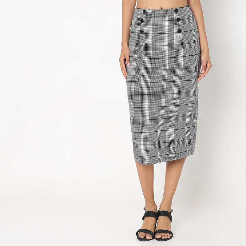 Slim Fit Houndstooth High Rise Skirts