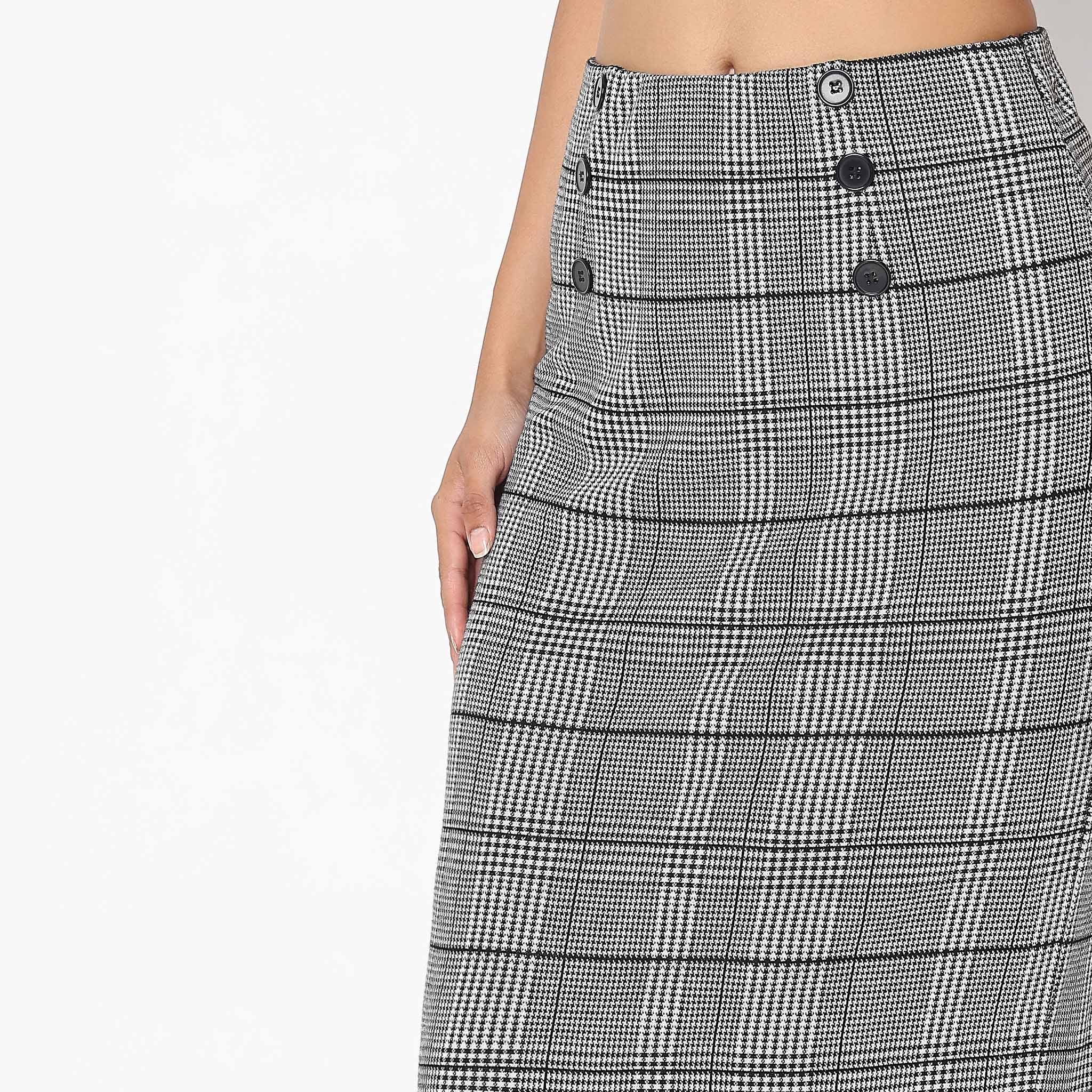 Slim Fit Houndstooth High Rise Skirts