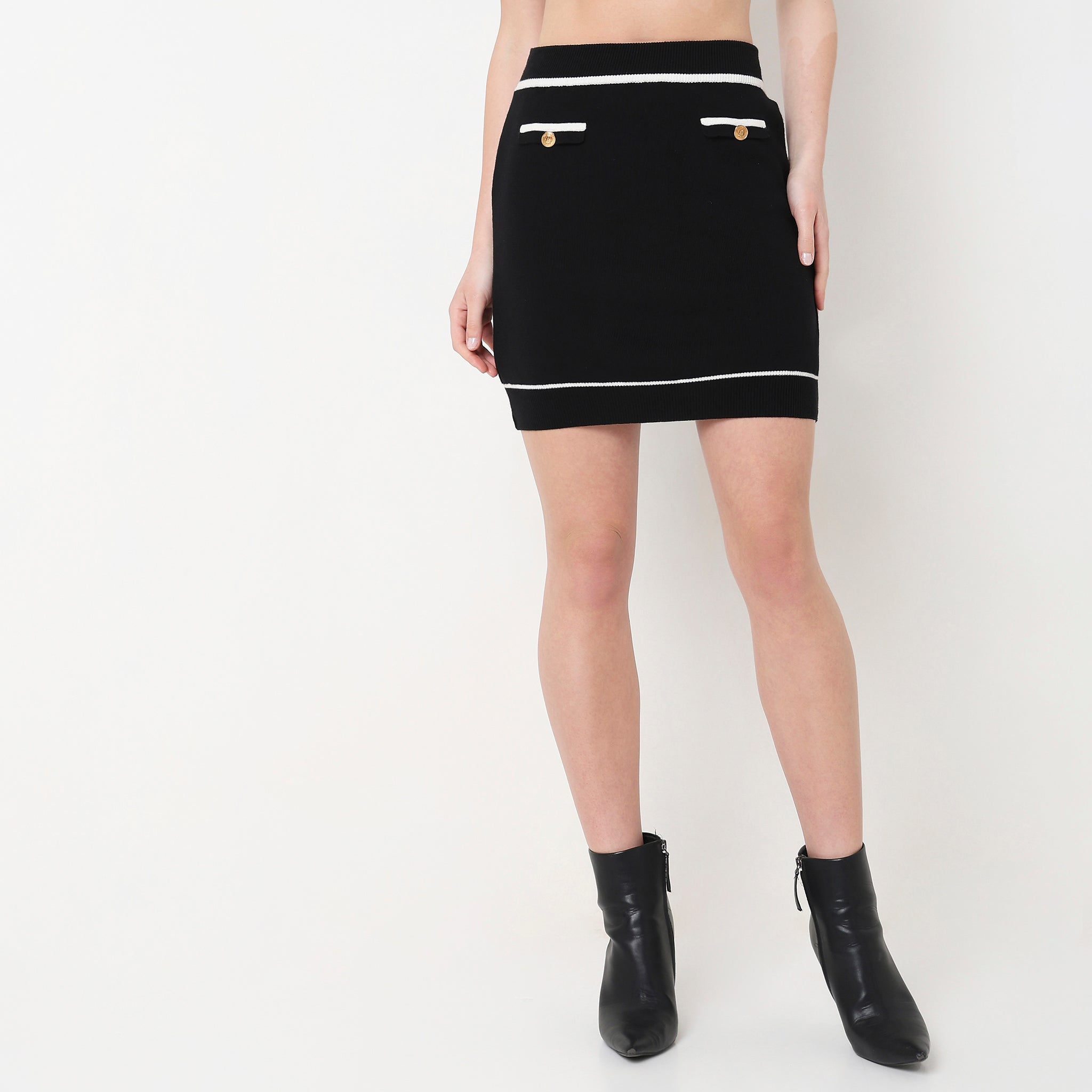 Skinny Fit Solid High Rise Skirts