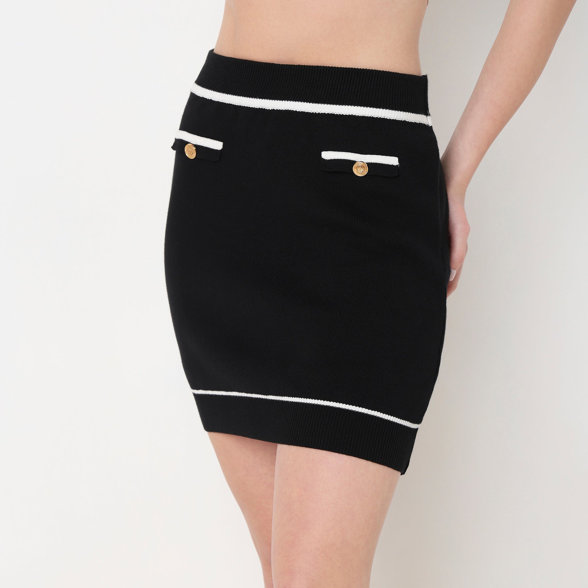 Skinny Fit Solid High Rise Skirts