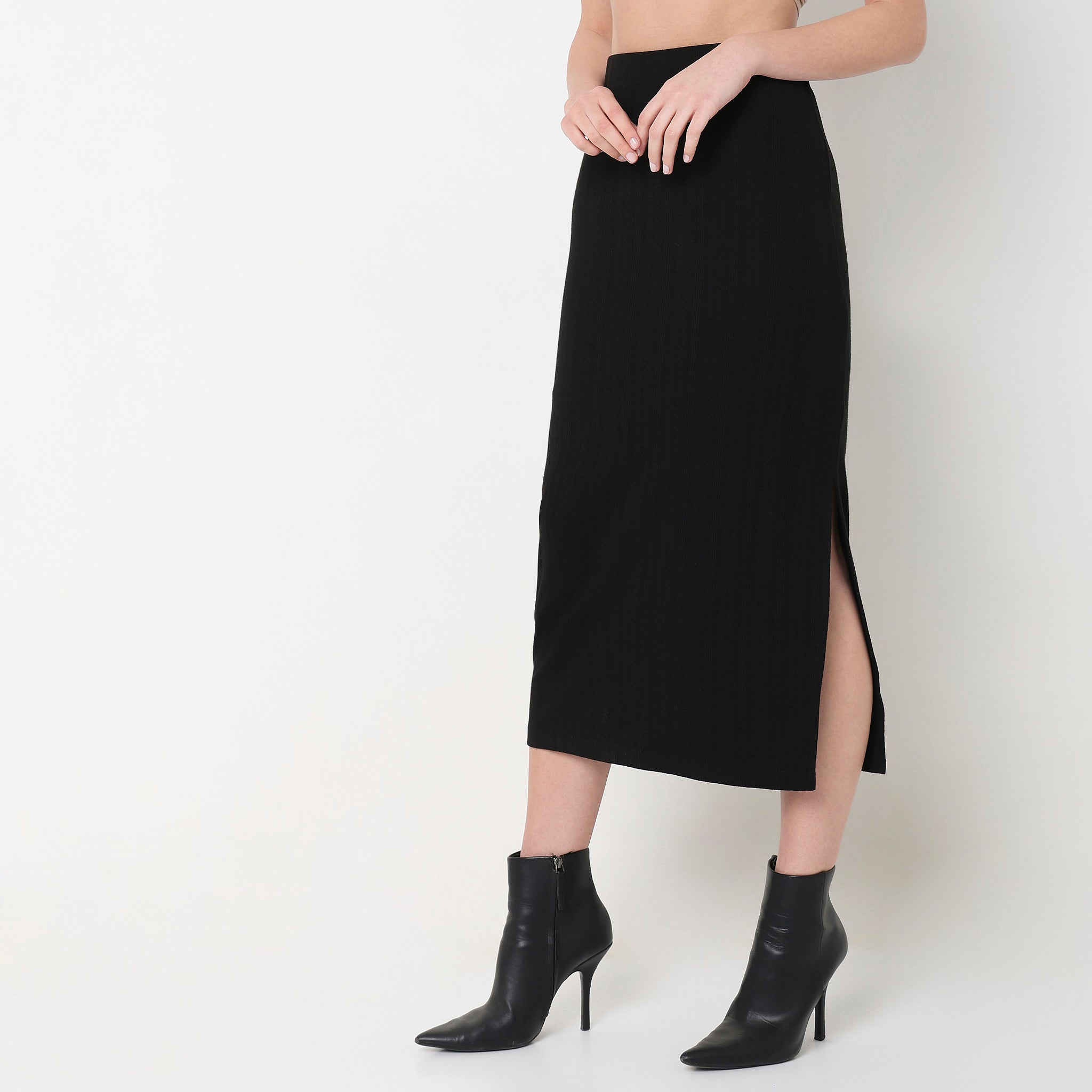 Slim Fit Structured High Rise Skirts